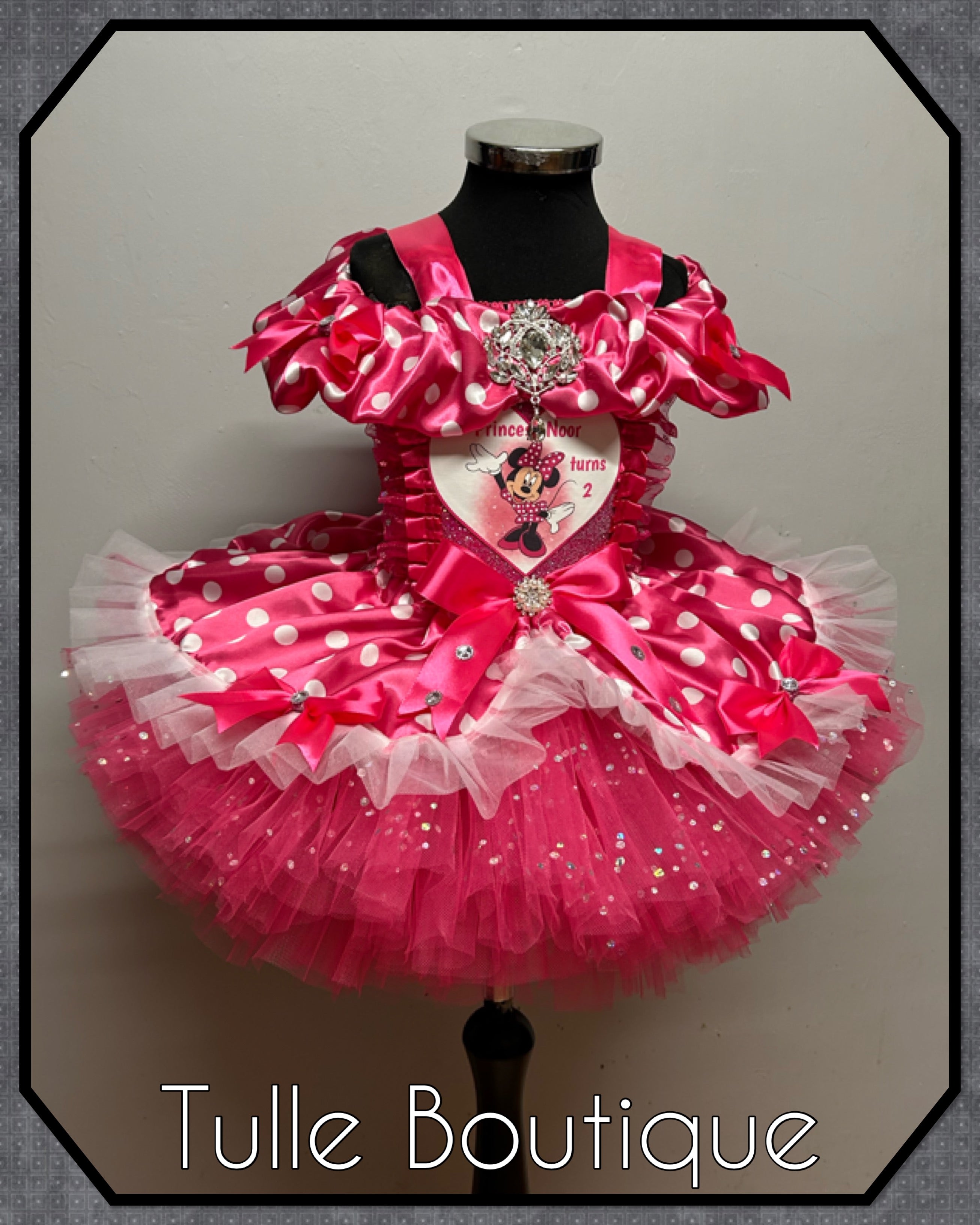 Girls toddlers Minnie Mouse hotpink tutu birthday party dress,ballgown, fancy dress costume