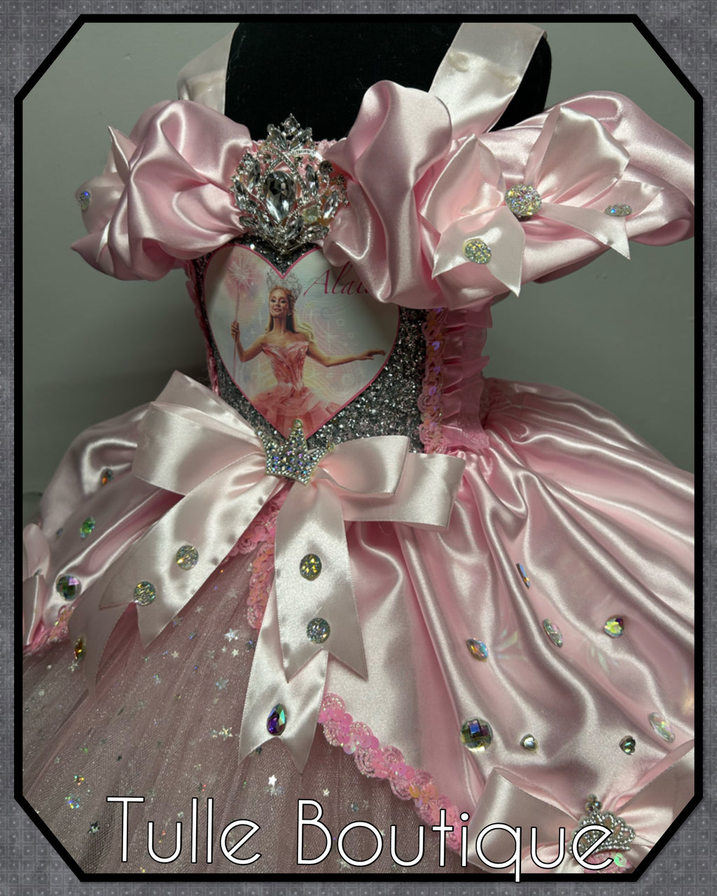 Girls toddlers Wicked Glinda pink tutu dress, birthday ballgown, fancy dress costume