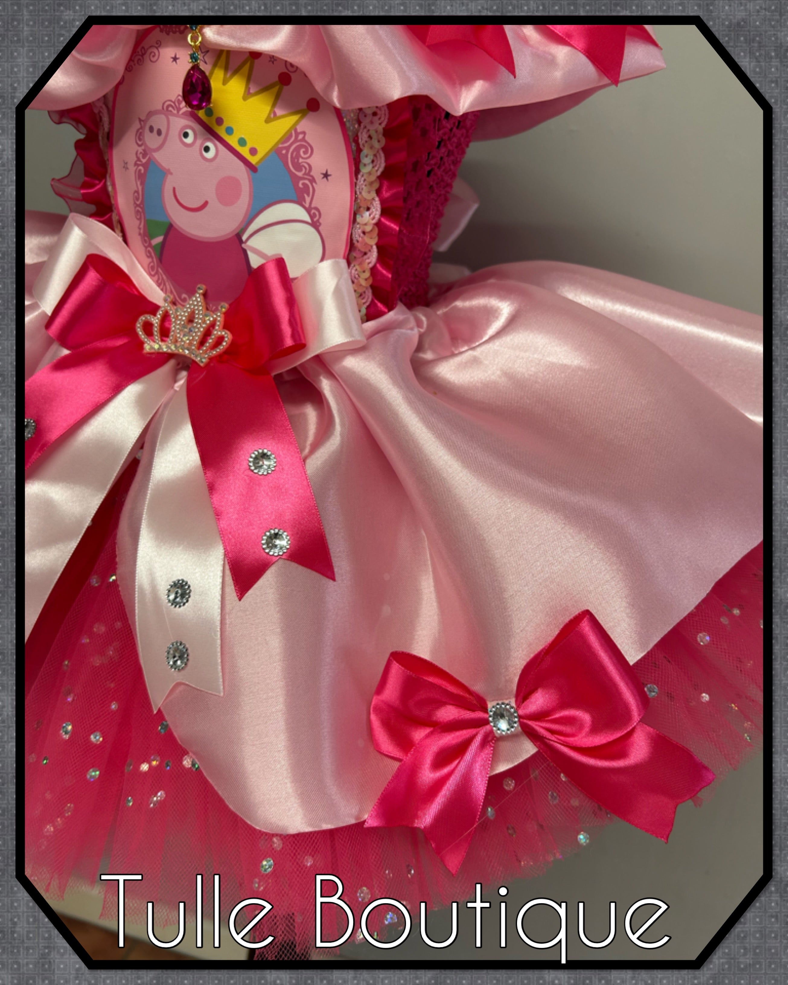 Girls toddlers Princess peppa pig pink tutu dress, birthday ballgown, fancy dress costume