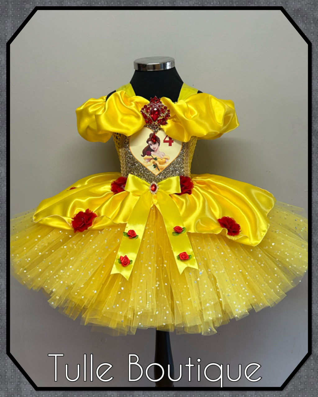 Girls toddlers Princess Belle tutu dress, beauty and the beast ballgown, fancy dress costume