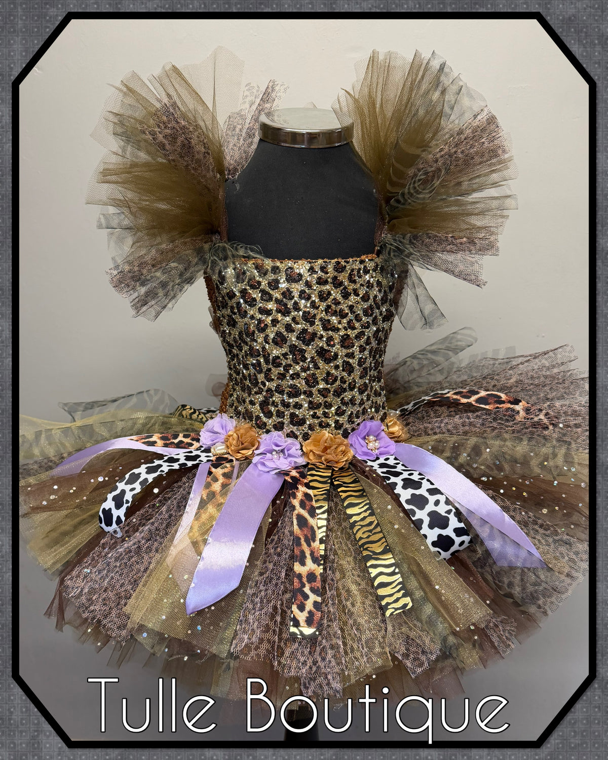 Girls toddlers Jungle animal print themed tutu dress, safari ballgown, fancy dress costume