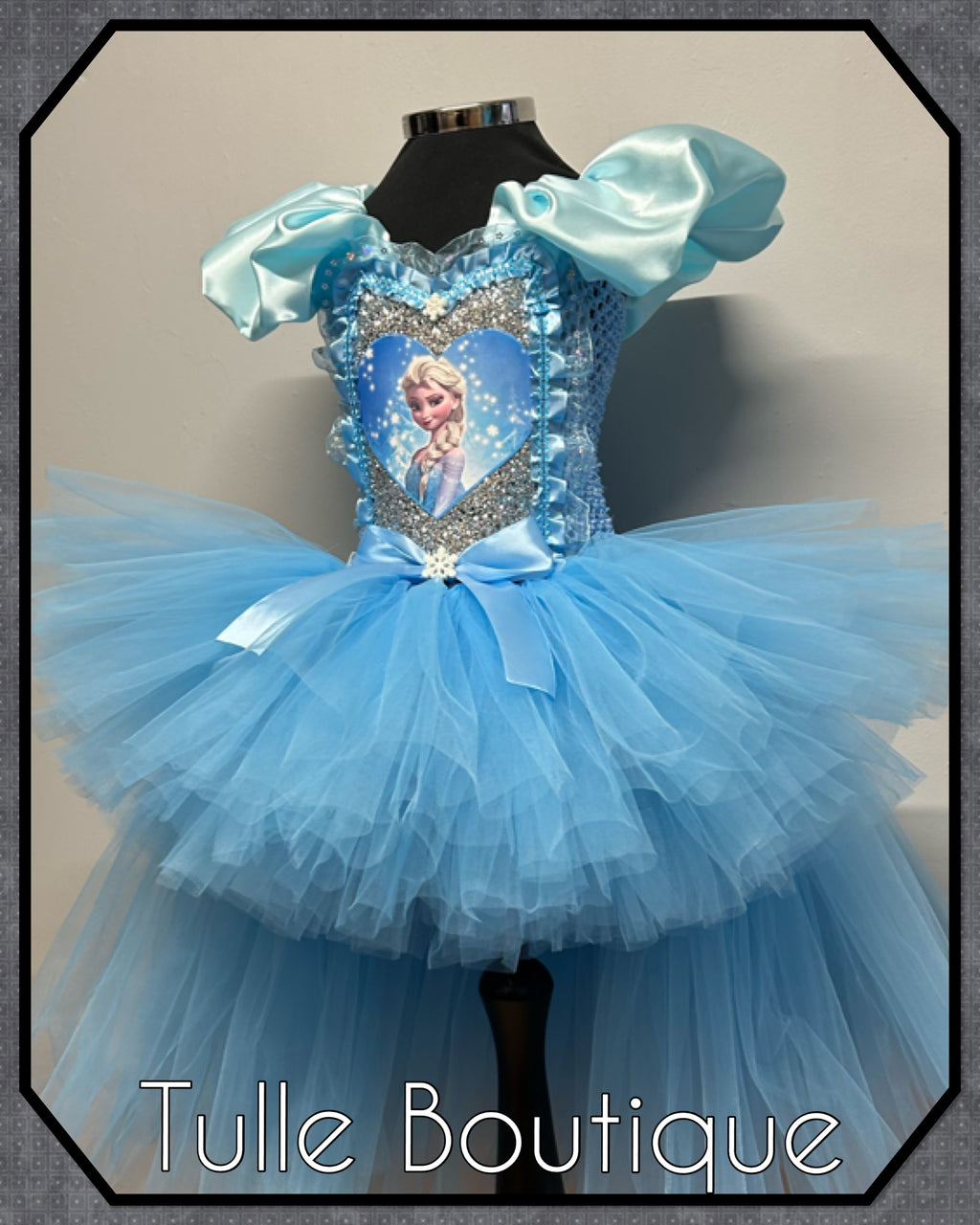 Girls toddlers Princess Elsa frozen tutu birthday party dress,ballgown, fancy dress costume dipped hem