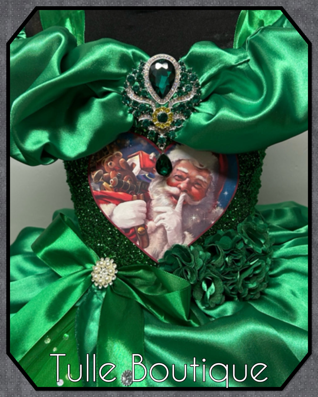 Girls toddlers Emerald Green Vintage Santa tutu dress,ballgown, fancy dress costume