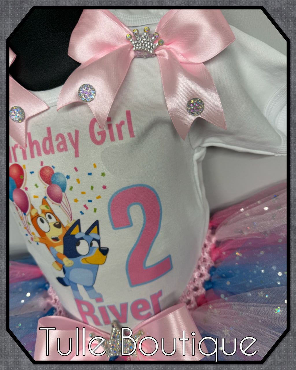 Girls toddlers Bluey birthday tutu outfit fancy dress costume