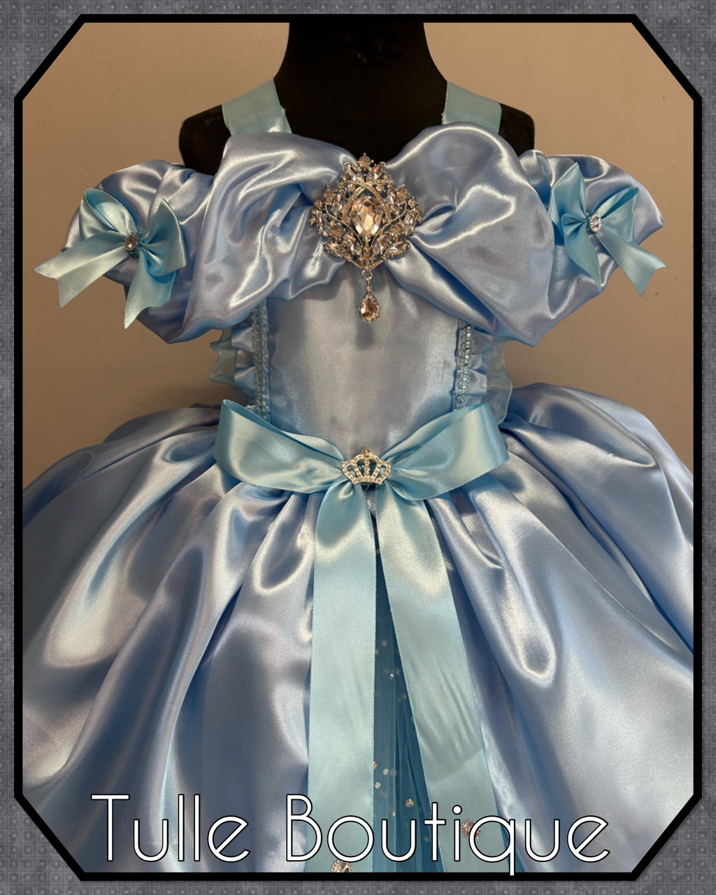 Girls toddlers Princess Cinderella baby blue tutu dress, ballgown, fancy dress costume full length