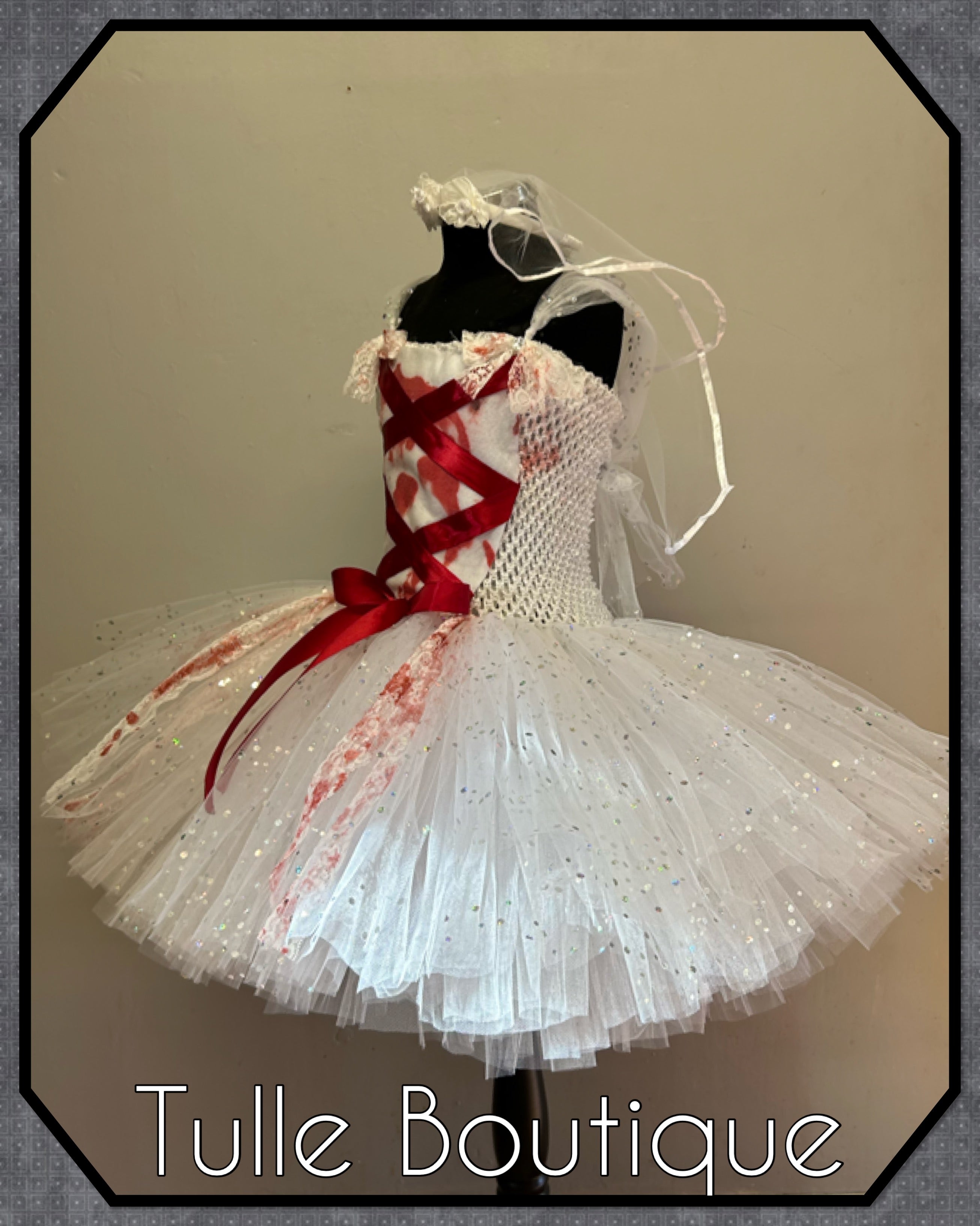 Girls toddlers zombie corpse bride tutu dress, ballgown, wedding fancy dress costume