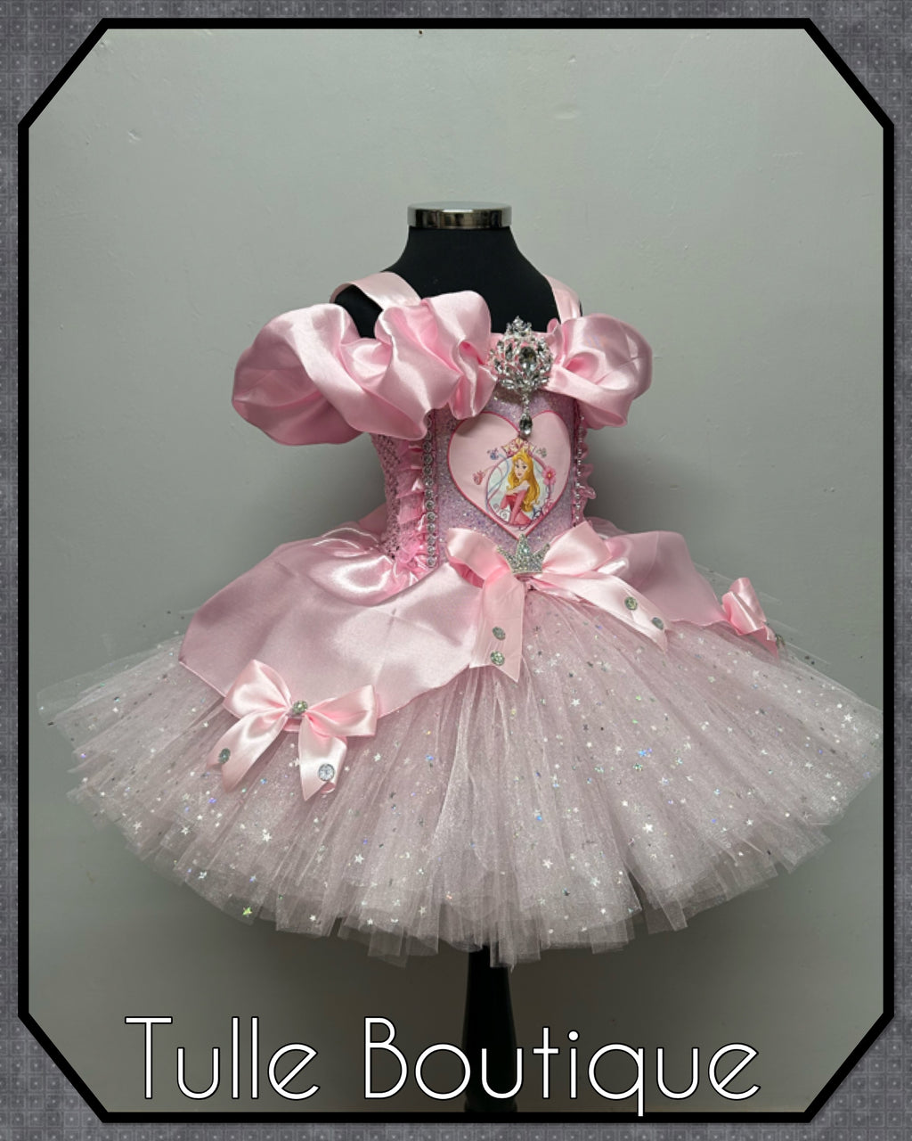 Girls toddlers Princess Aurora pink tutu dress, sleeping beauty ballgown, fancy dress costume