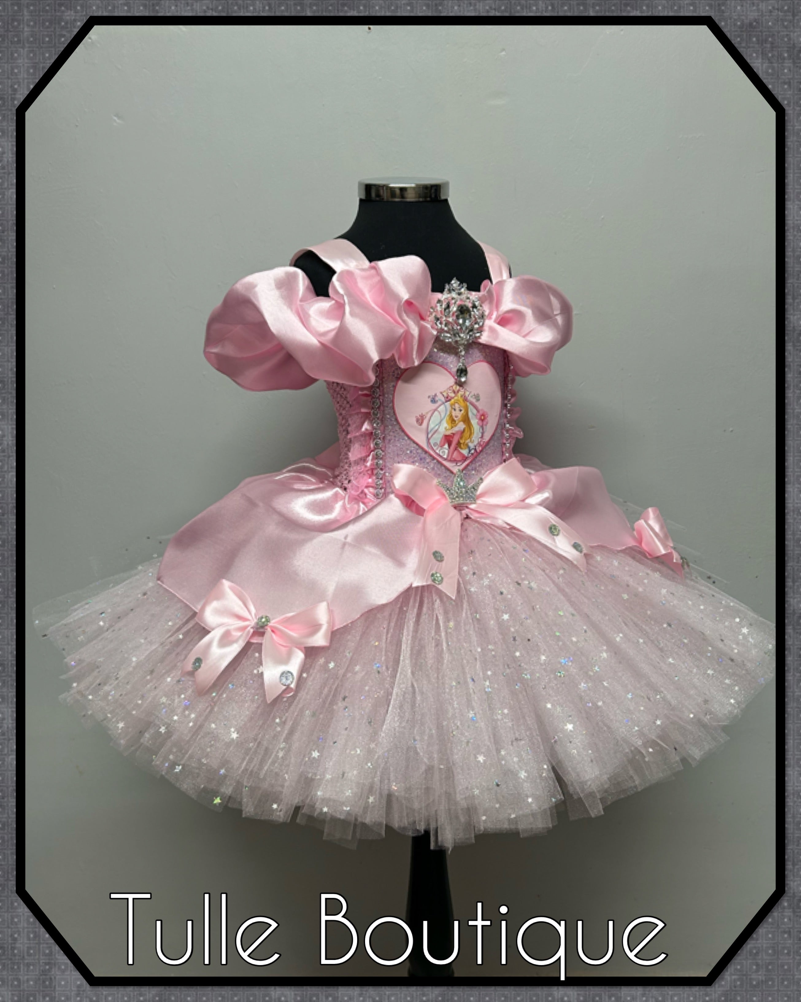 Girls toddlers Princess Aurora pink tutu dress, sleeping beauty ballgown, fancy dress costume