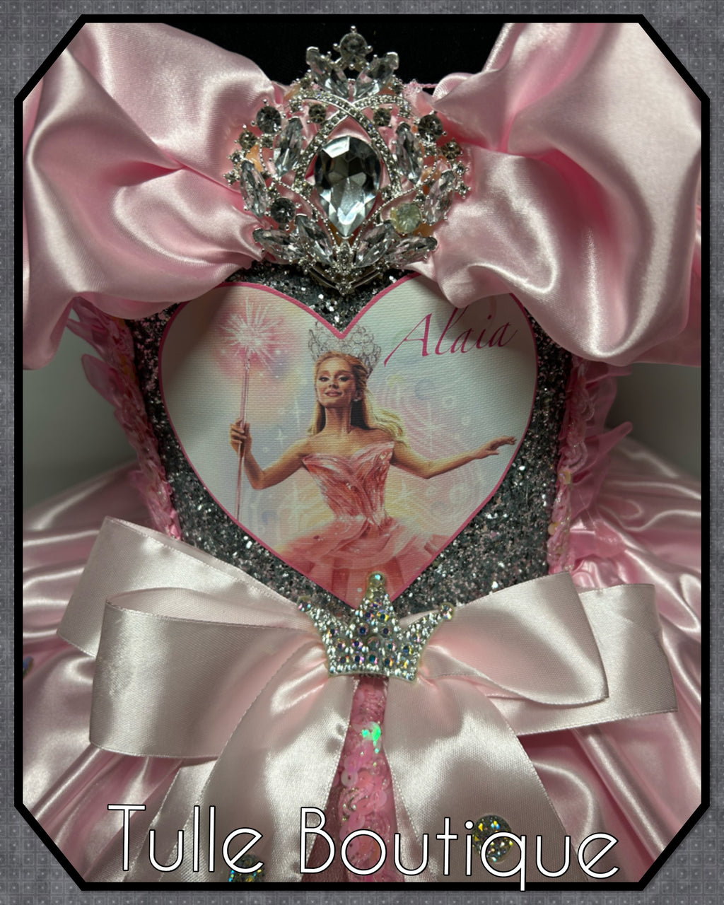 Girls toddlers Wicked Glinda pink tutu dress, birthday ballgown, fancy dress costume