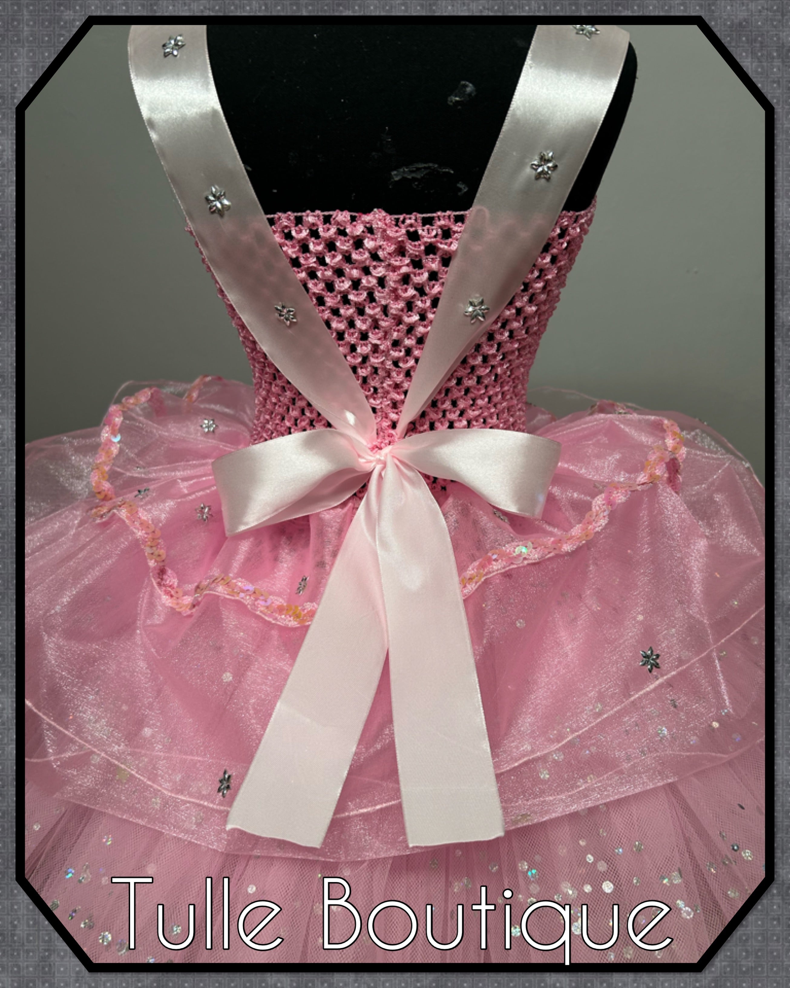 Girls toddlers Glinda Wicked Princess pink tutu dress, birthday ballgown, Good witch fancy dress costume