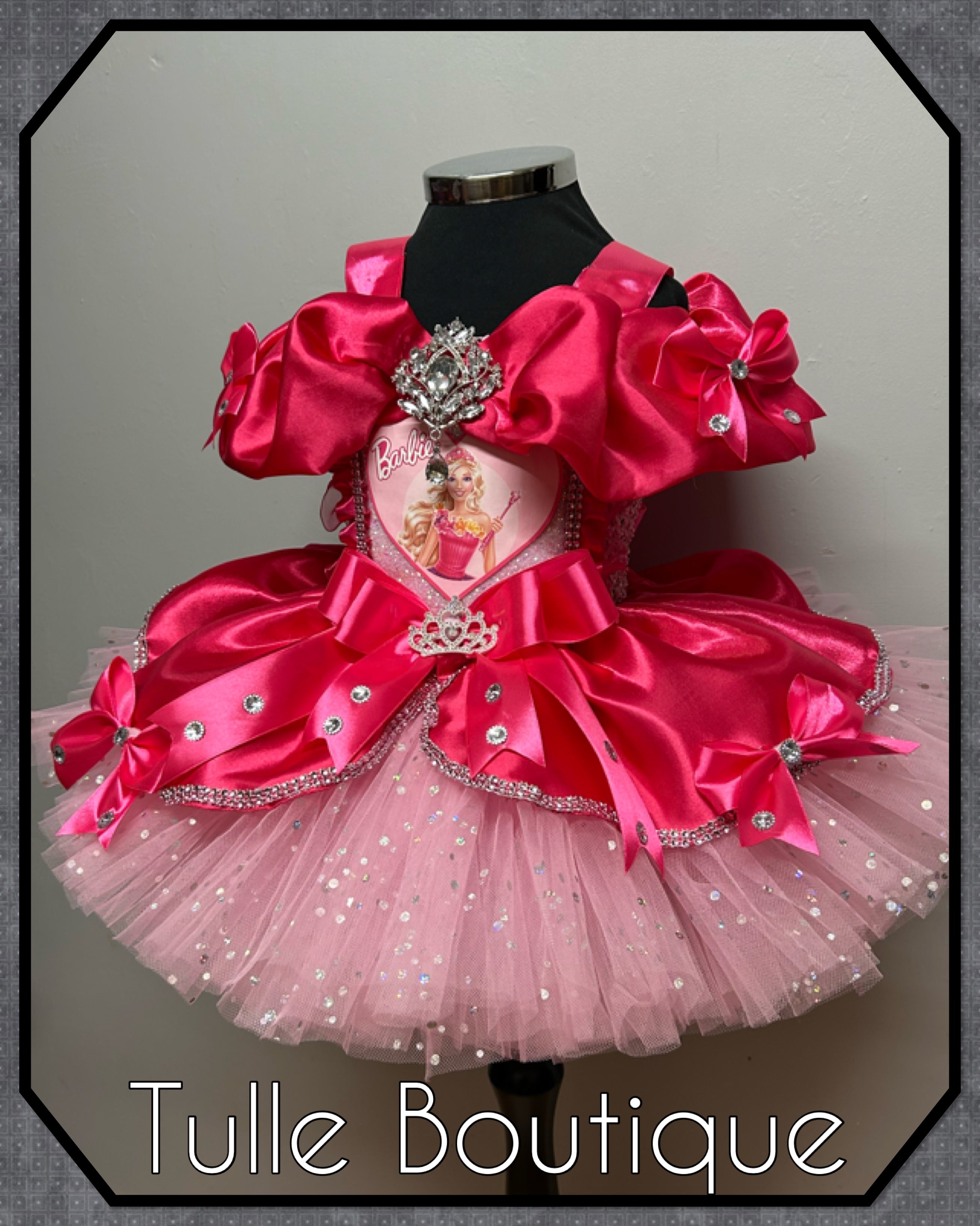 Girls toddlers Barbie Hotpink Princess tutu dress, birthday ballgown, fancy dress costume