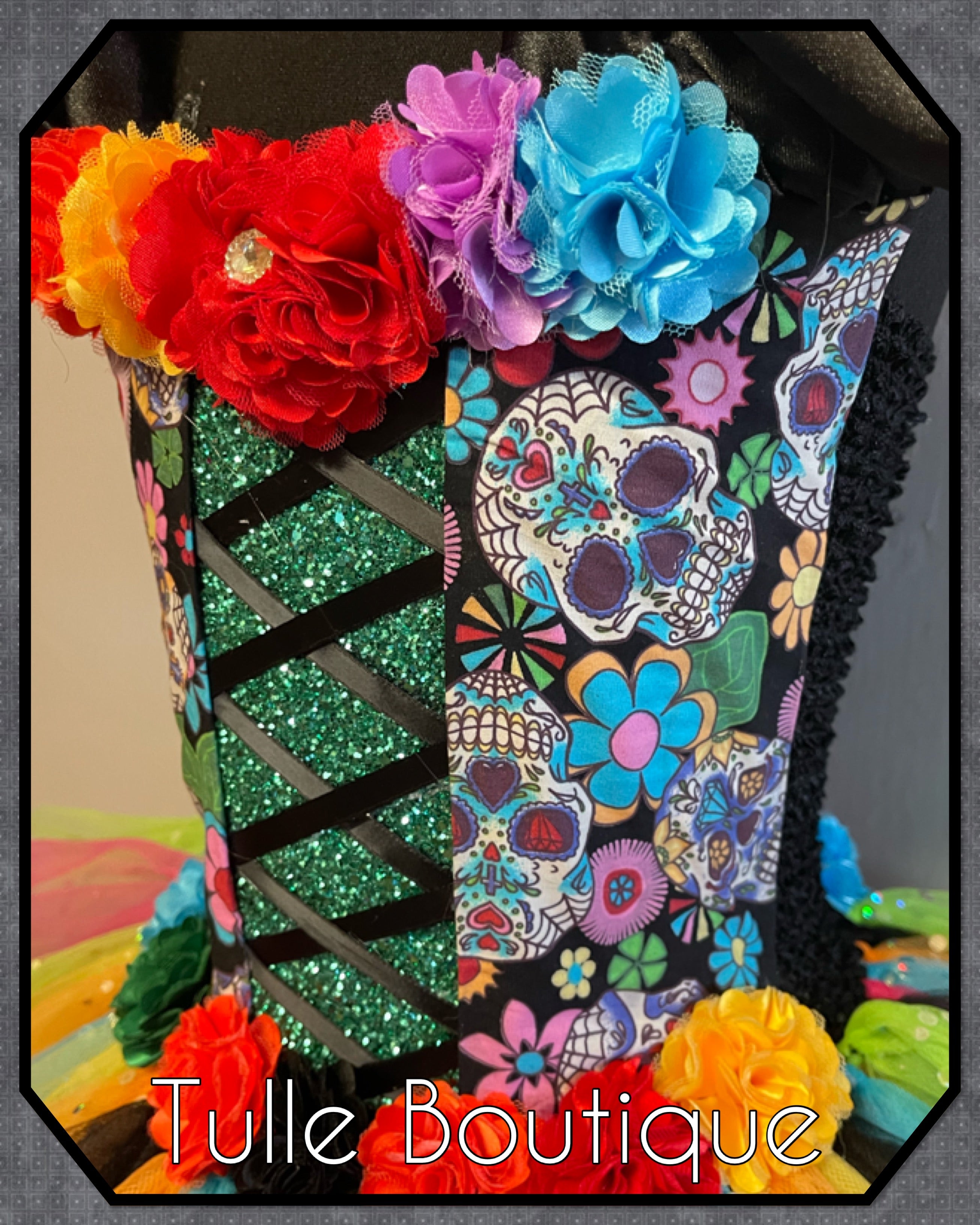 Girls toddlers Day of the dead skull tutu dress, coco ballgown, halloween fancy dress costume