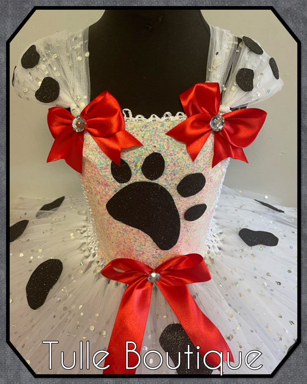 Girls toddlers Dalmatian pup tutu dress, ballgown, 101 Dalmatians fancy dress costume