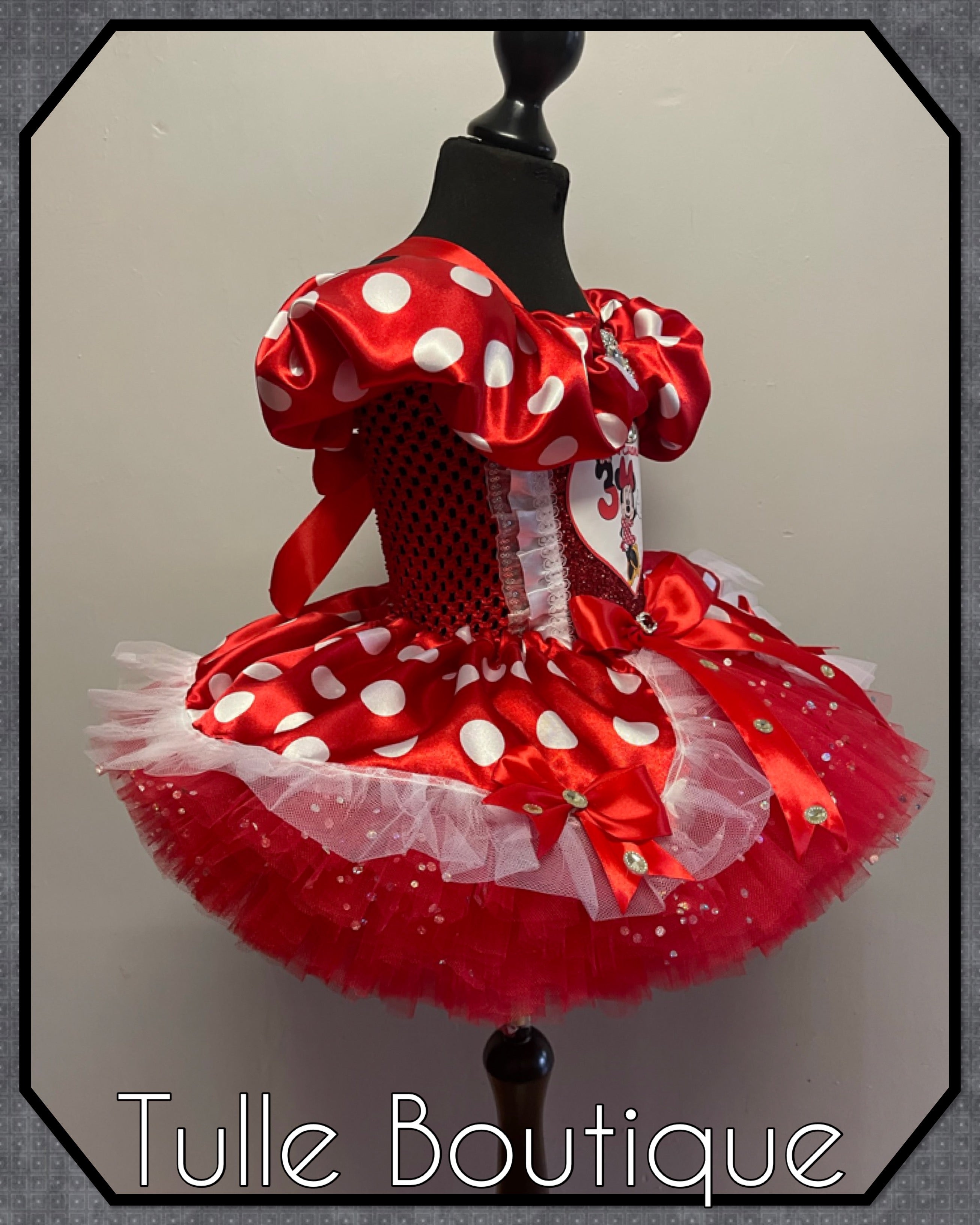 Girls toddlers Minnie Mouse Red tutu birthday party dress,ballgown, fancy dress costume