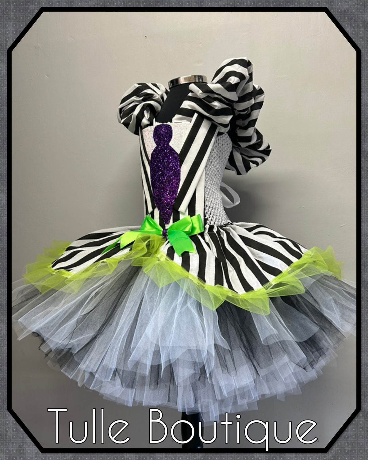Girls toddlers Beetlejuice tutu dress, ballgown, fancy dress costume detachable sleeves