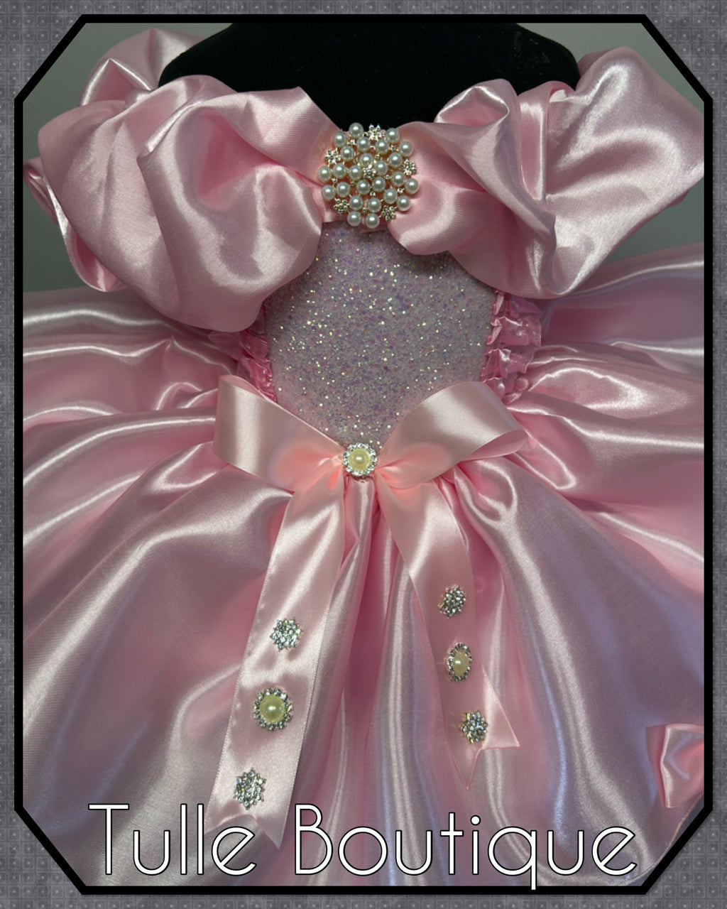 Girls toddlers Lena satin pink princess tutu dress, birthday ballgown, flower girls dress