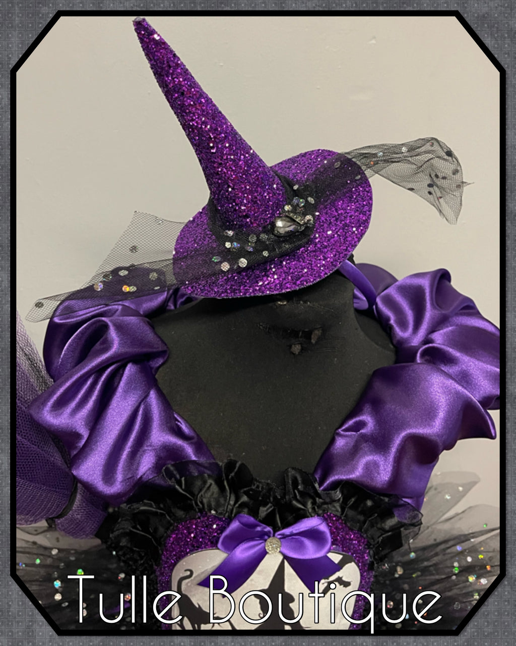 Girls toddlers Halloween witch on a broom tutu dress, ballgown, fancy dress costume