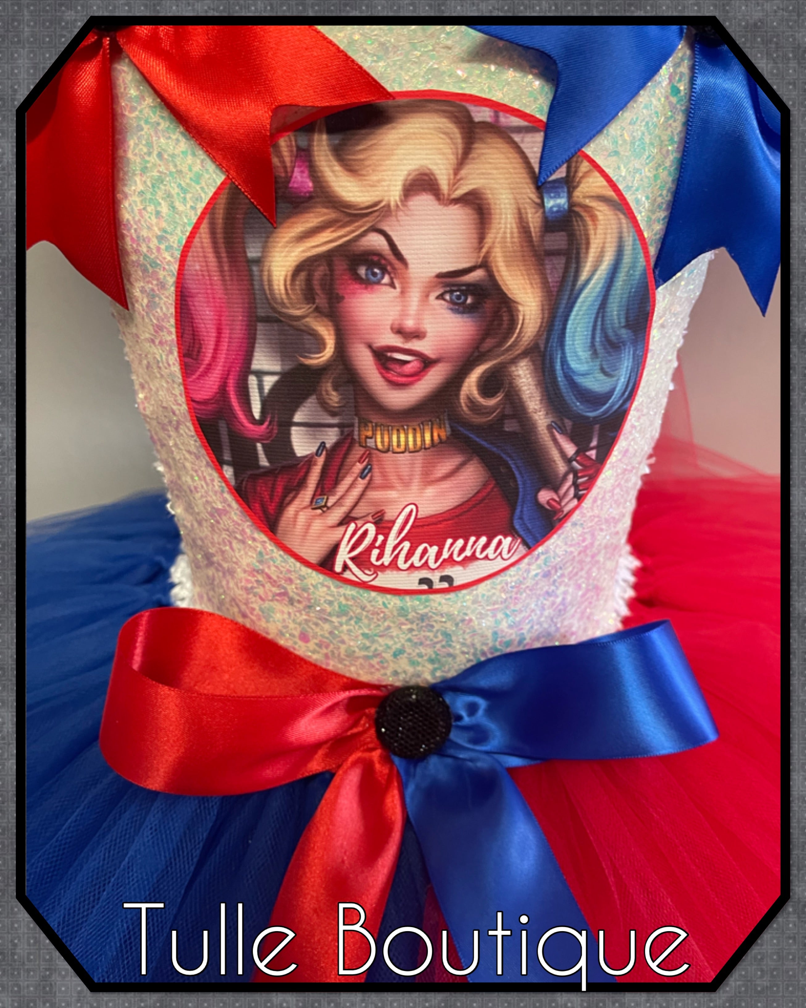 Girls toddlers Superhero Harley Quinn  tutu dress, ballgown, fancy dress costume