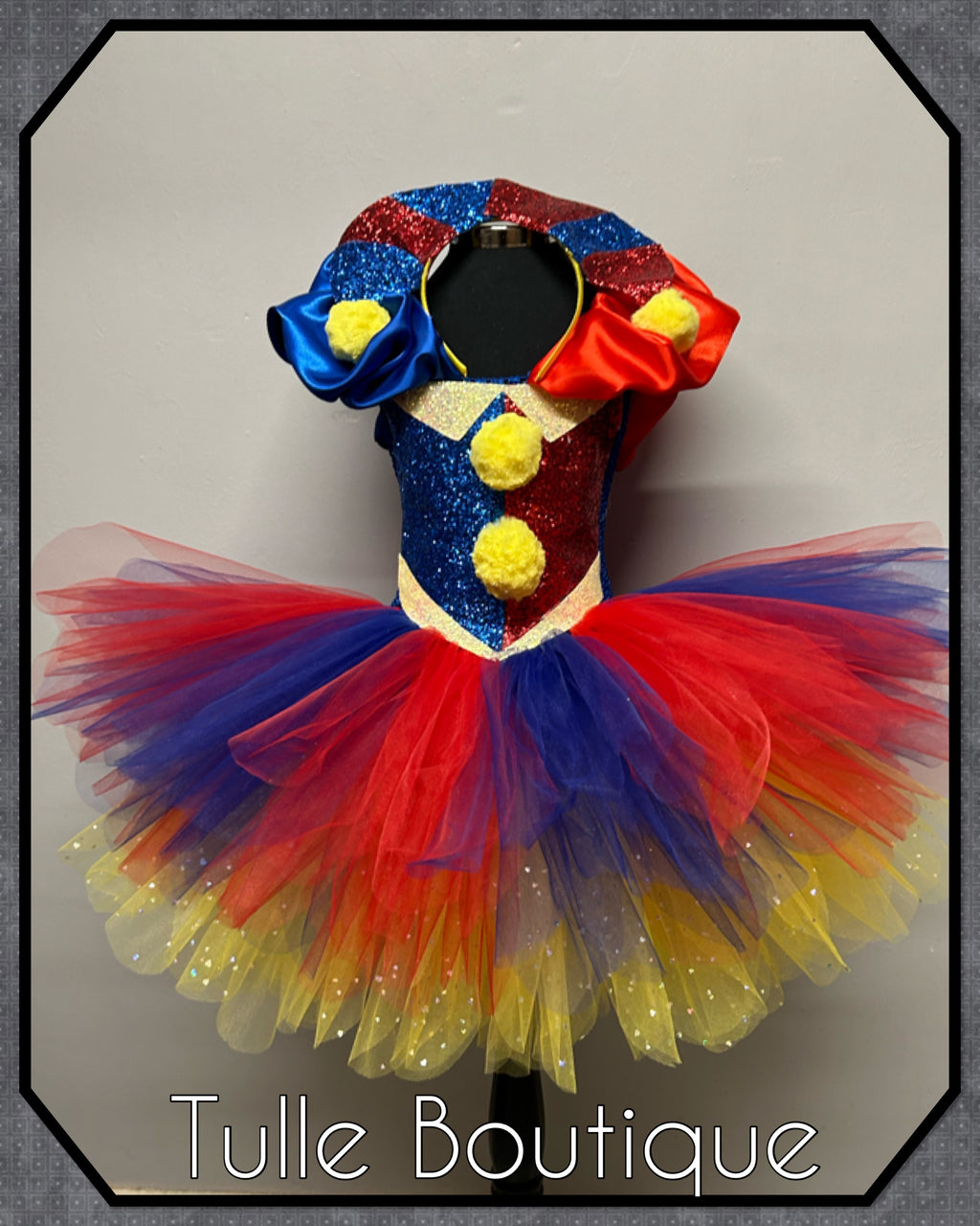 Girls toddlers The Amazing Digital Circus Jester clown tutu dress, ballgown, Pomni fancy dress costume
