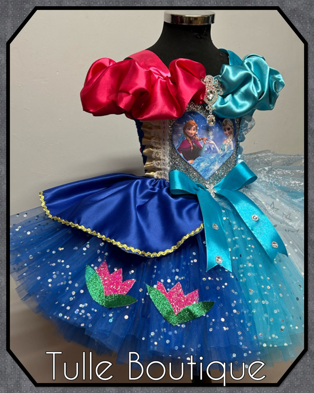 Girls toddlers Frozen Elsa and Anna  tutu dress, half and half ballgown, fancy dress costume