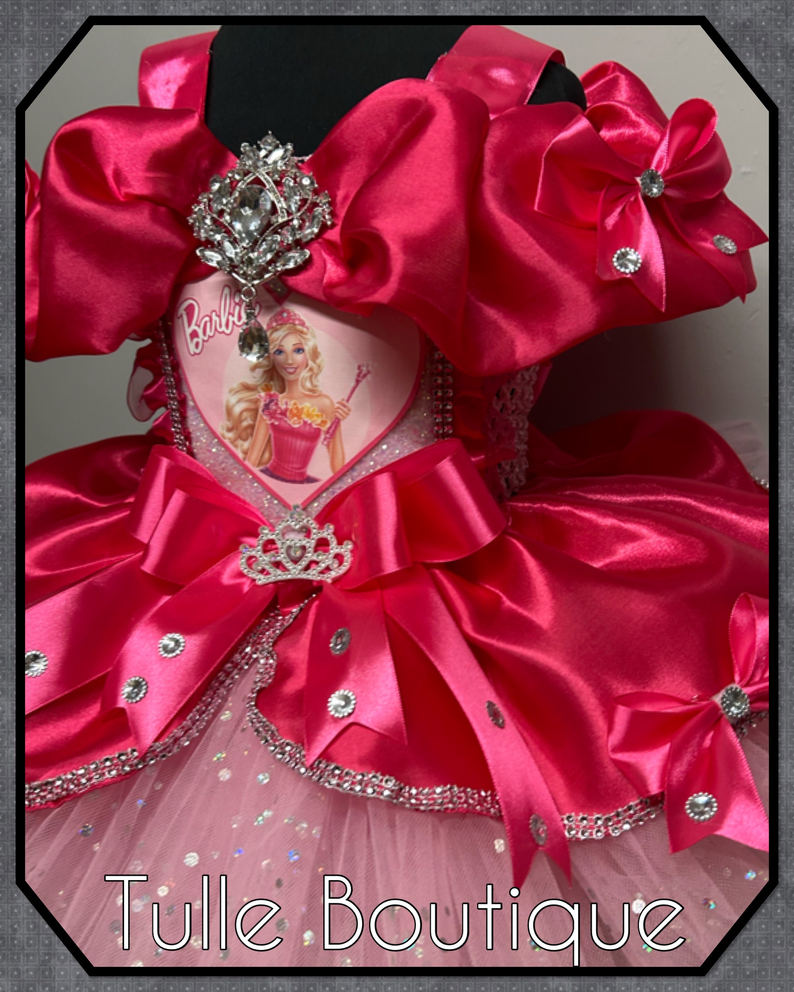 Girls toddlers Barbie Hotpink Princess tutu dress, birthday ballgown, fancy dress costume