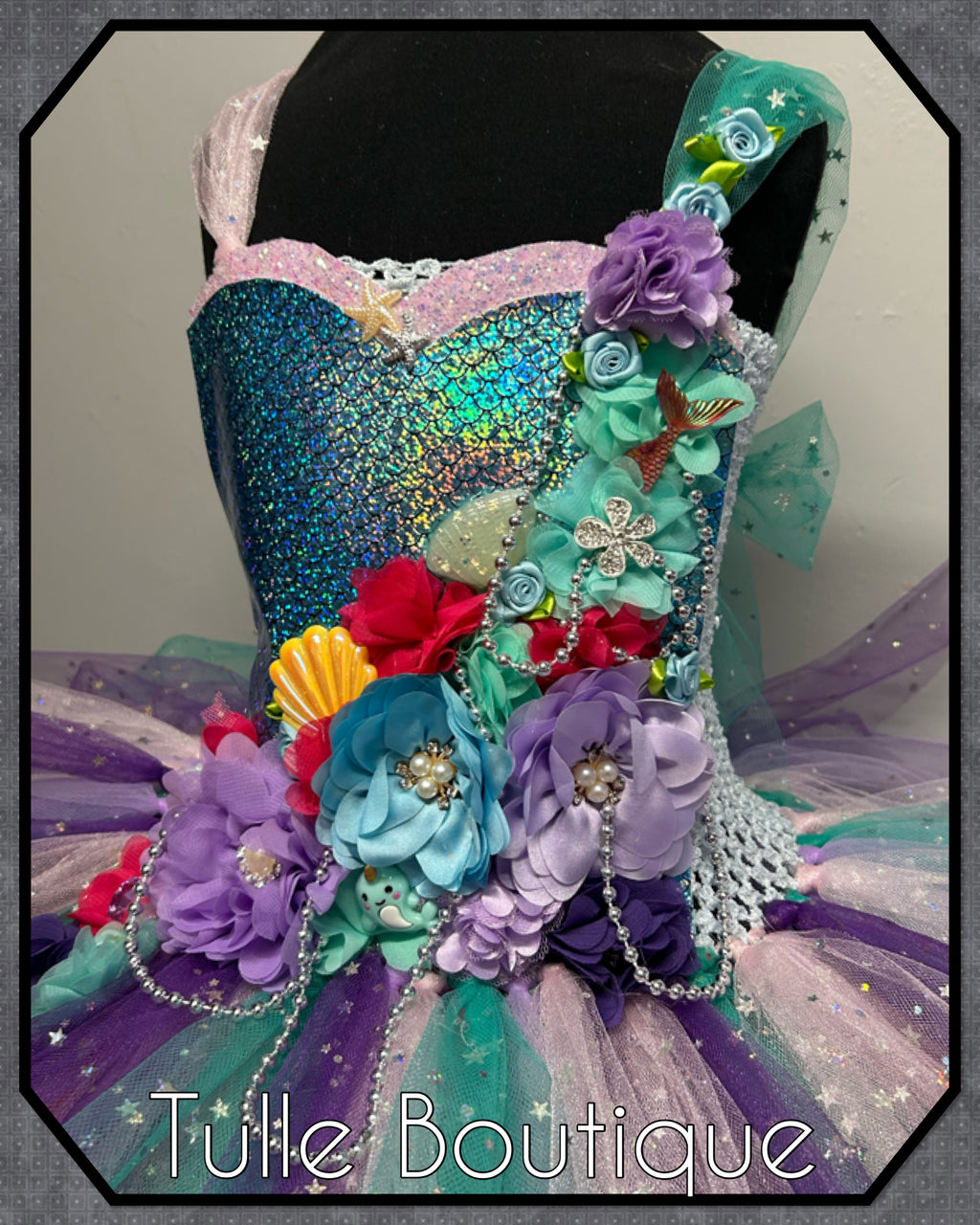 Girls toddlers Floral Mermaid tutu dress,ballgown, fancy dress costume