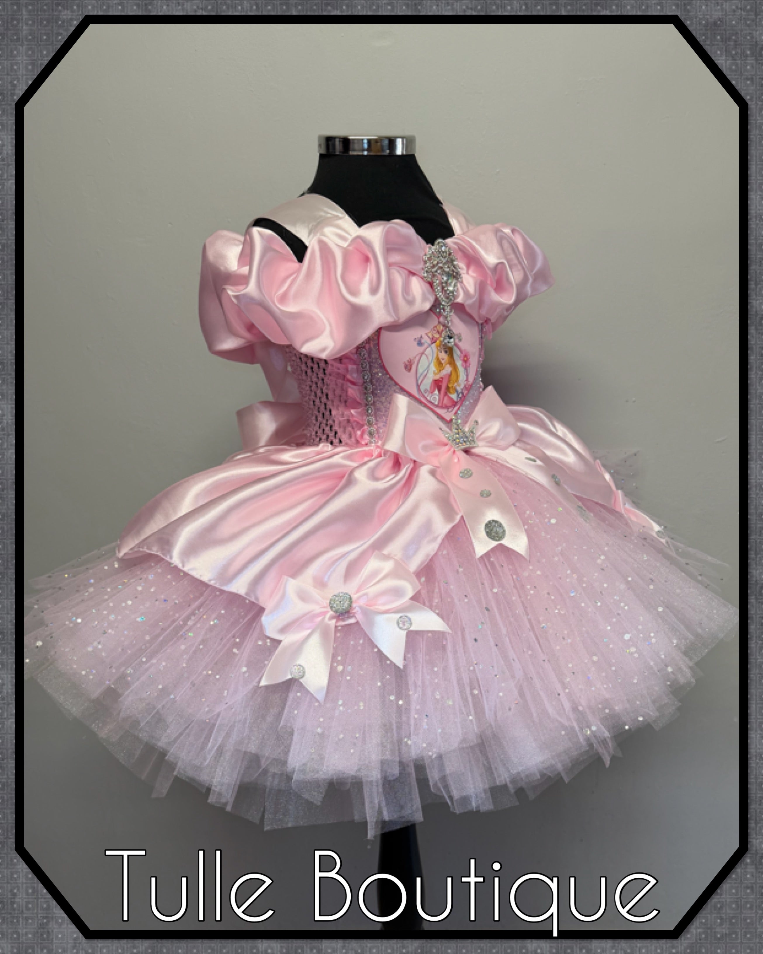 Girls toddlers Princess Aurora pink tutu dress, sleeping beauty ballgown, fancy dress costume