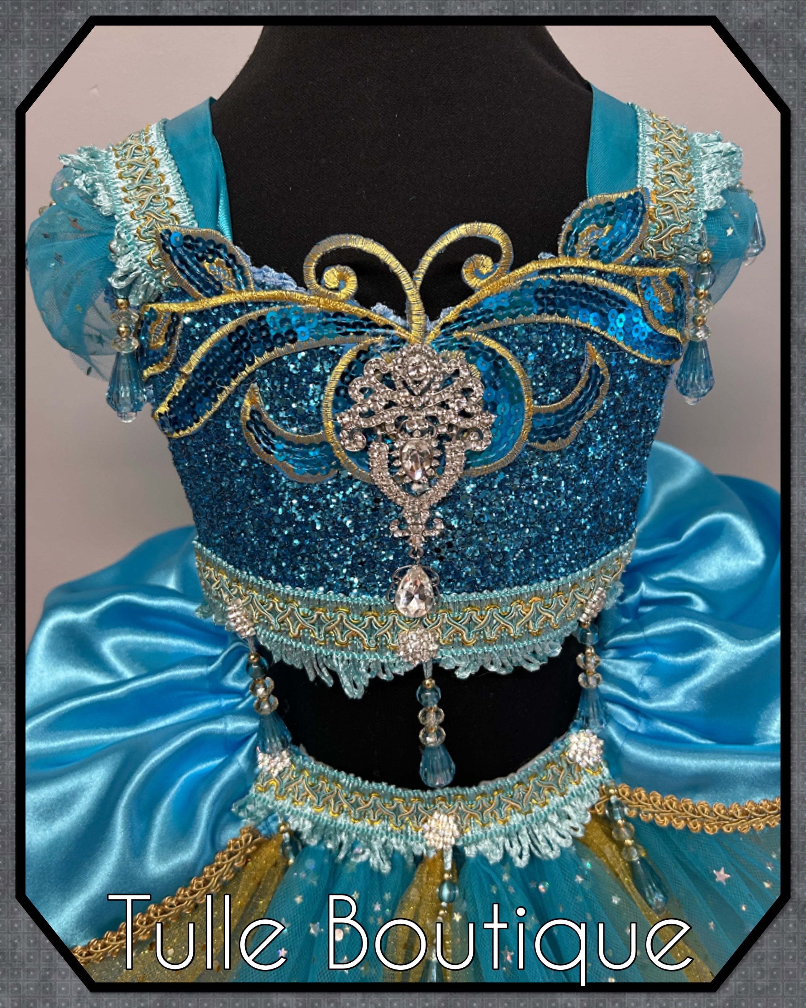 Girls toddlers Princess Jasmine satin tutu dress, Aladdin ballgown, fancy dress costume