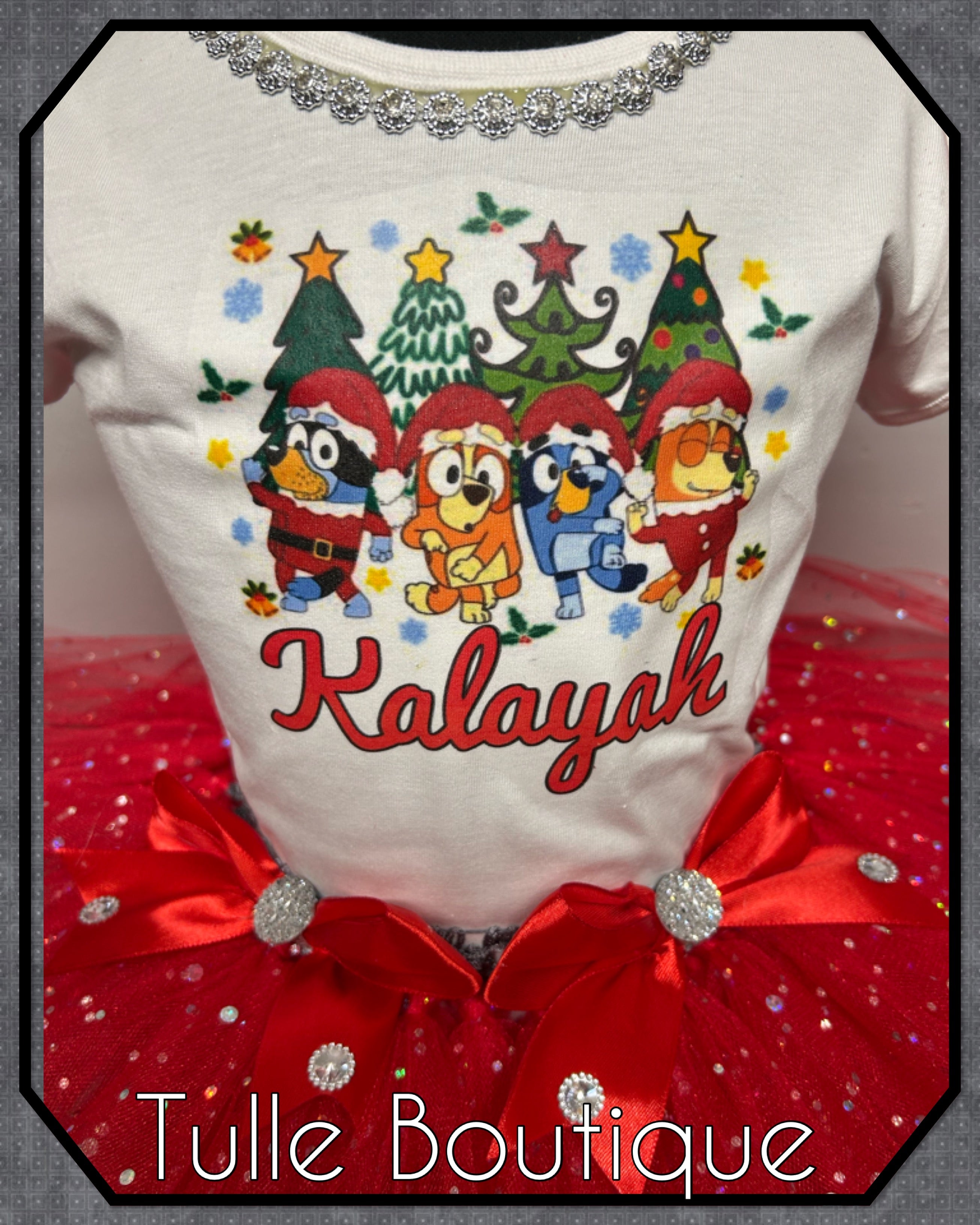 Girls toddlers Christmas Bluey birthday tutu outfit fancy dress costume