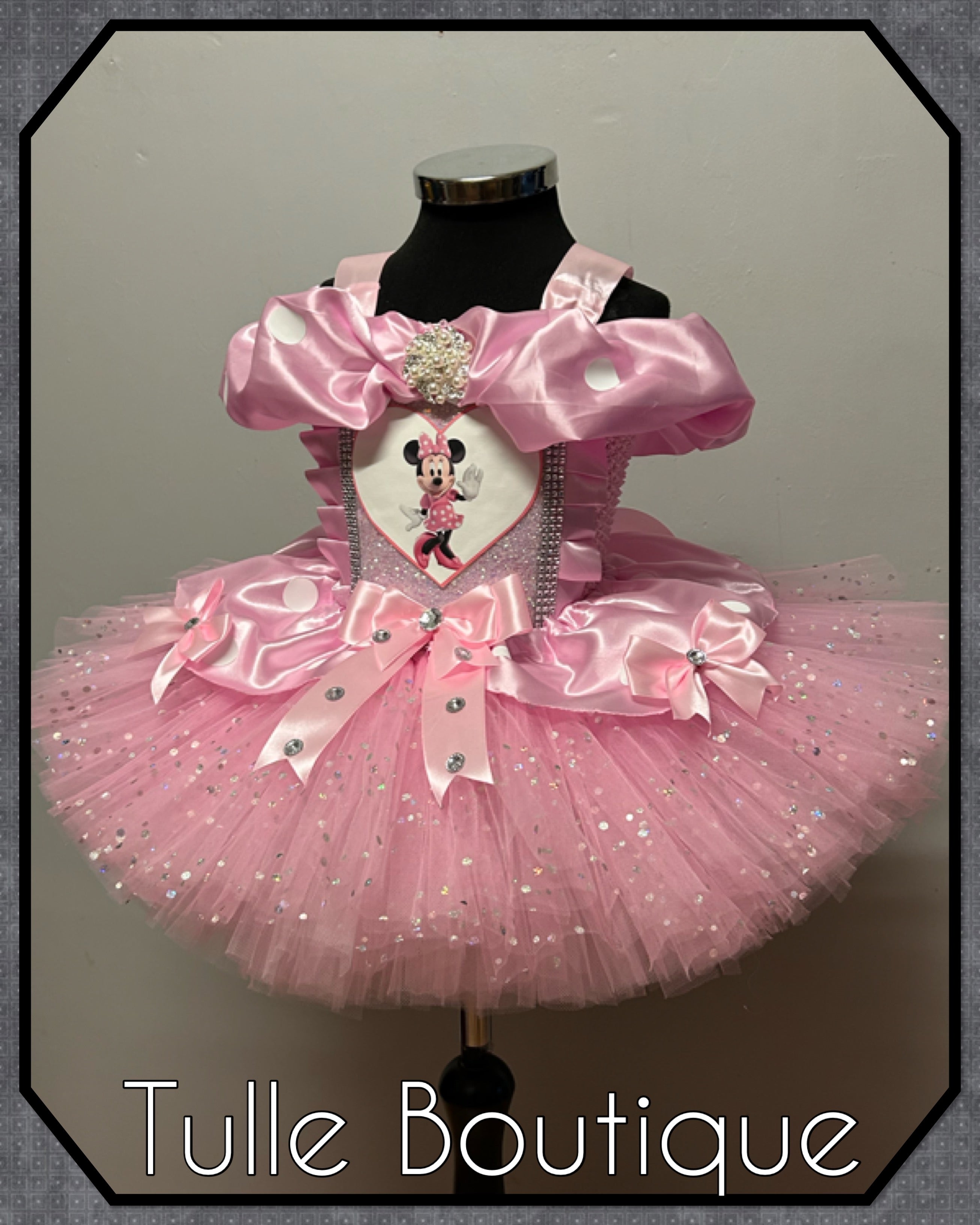 Girls toddlers Minnie Mouse baby pink tutu birthday party dress,ballgown, fancy dress costume