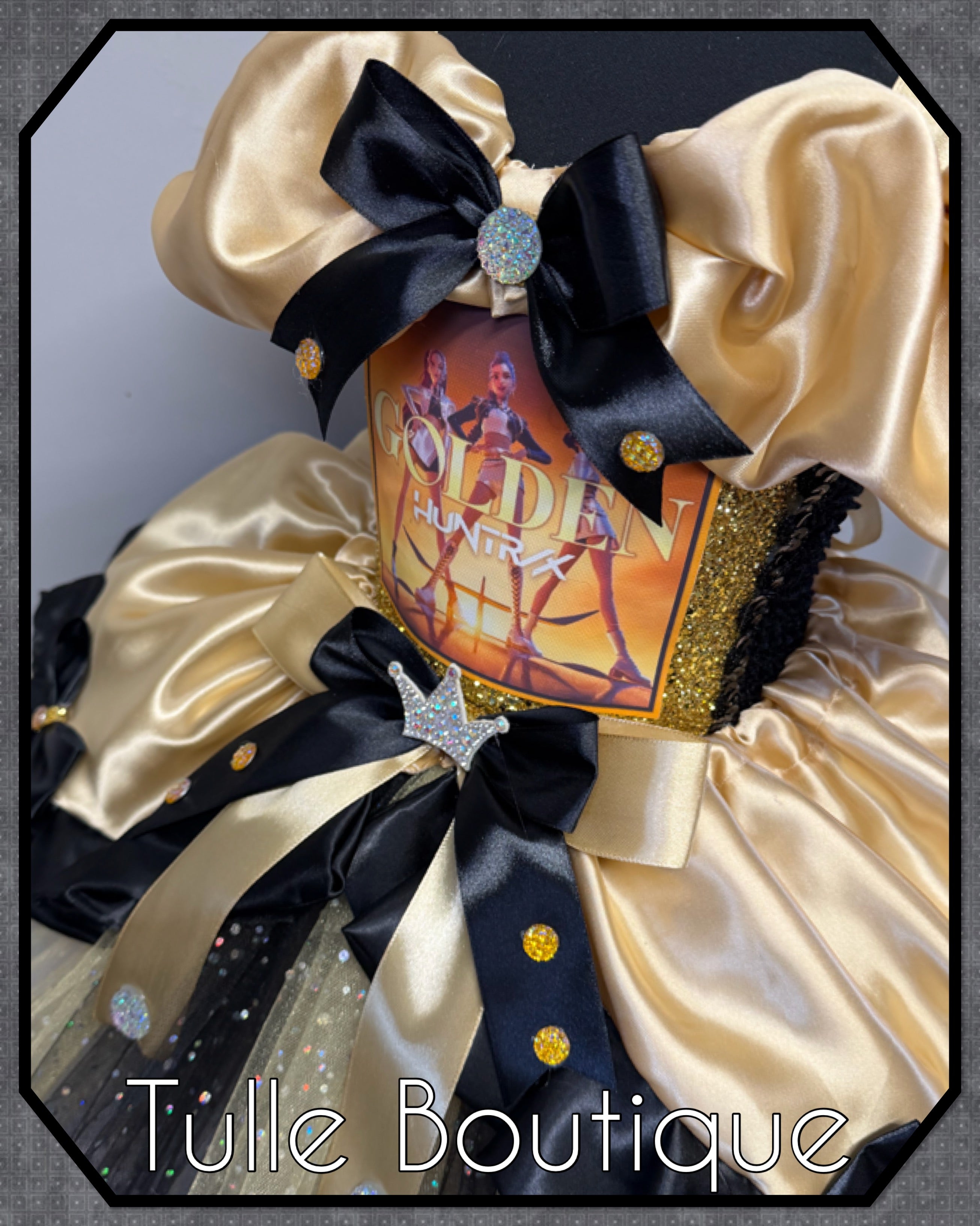 Girls toddlers Kpop Demon Hunters Golden Rumi Mira Zoe tutu dress, birthday ballgown, fancy dress costume