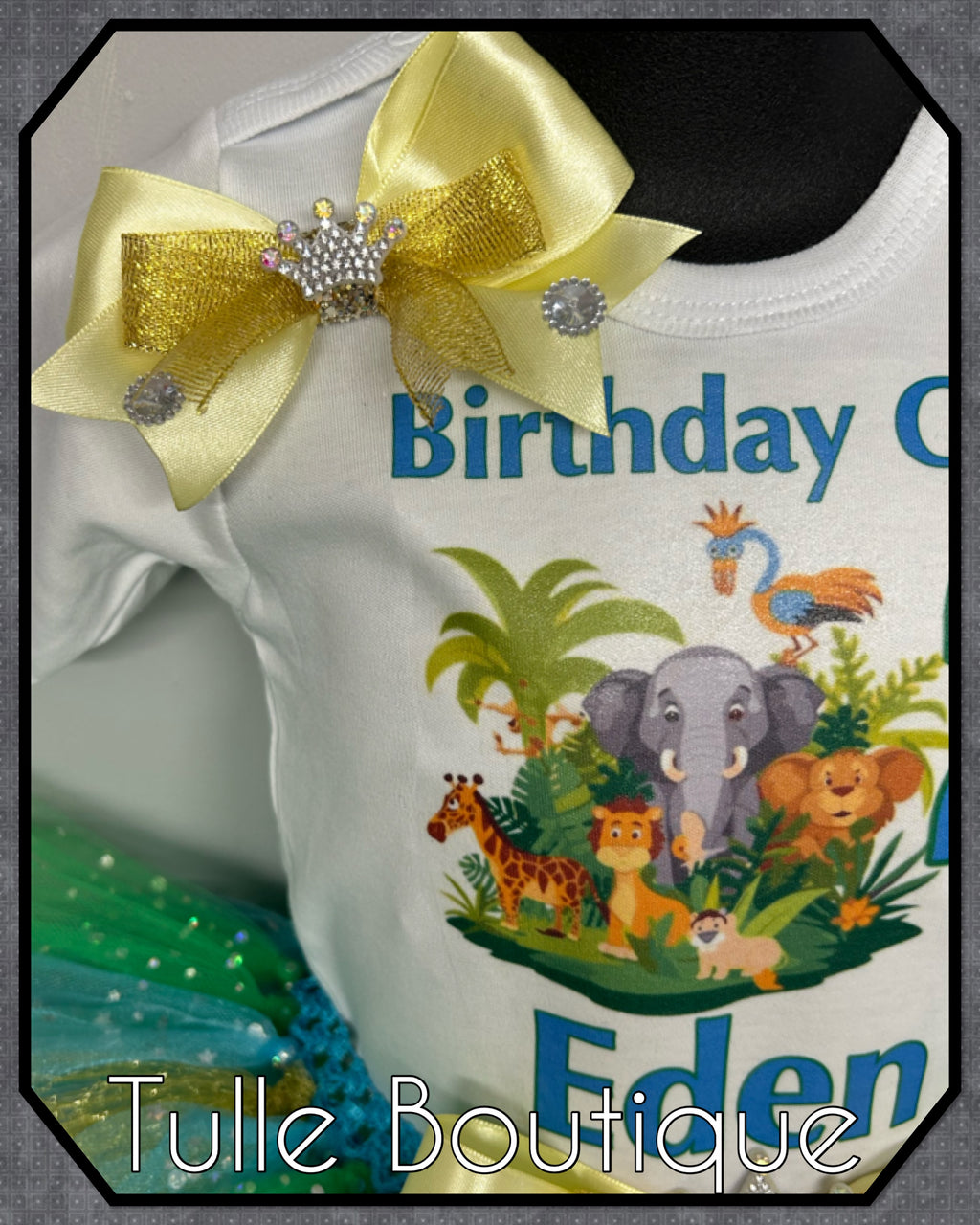 Girls toddlers Jungle themed animal birthday tutu outfit fancy dress costume