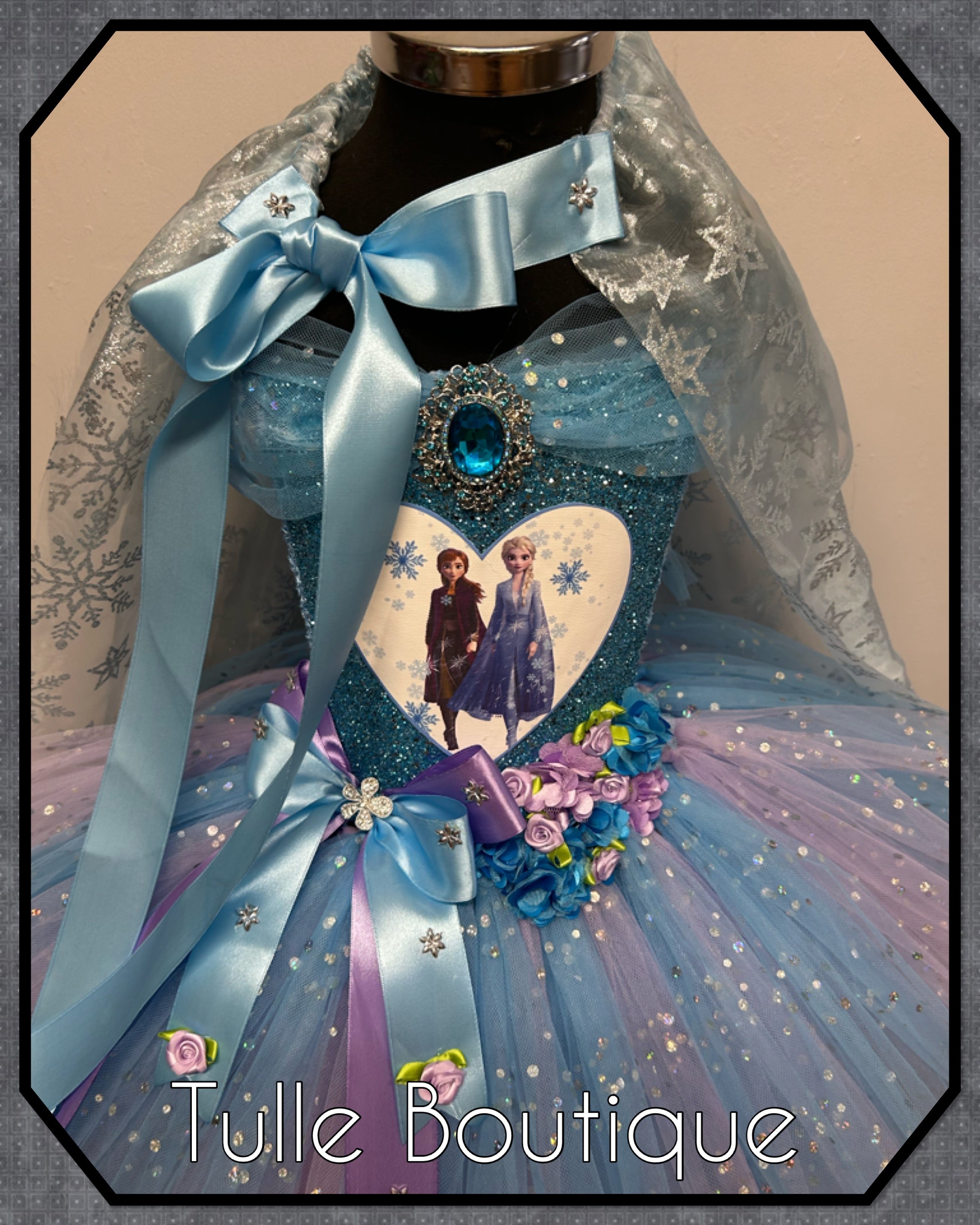 Girls toddlers Princess Elsa frozen tutu birthday party dress,lilac and blue ballgown, fancy dress costume