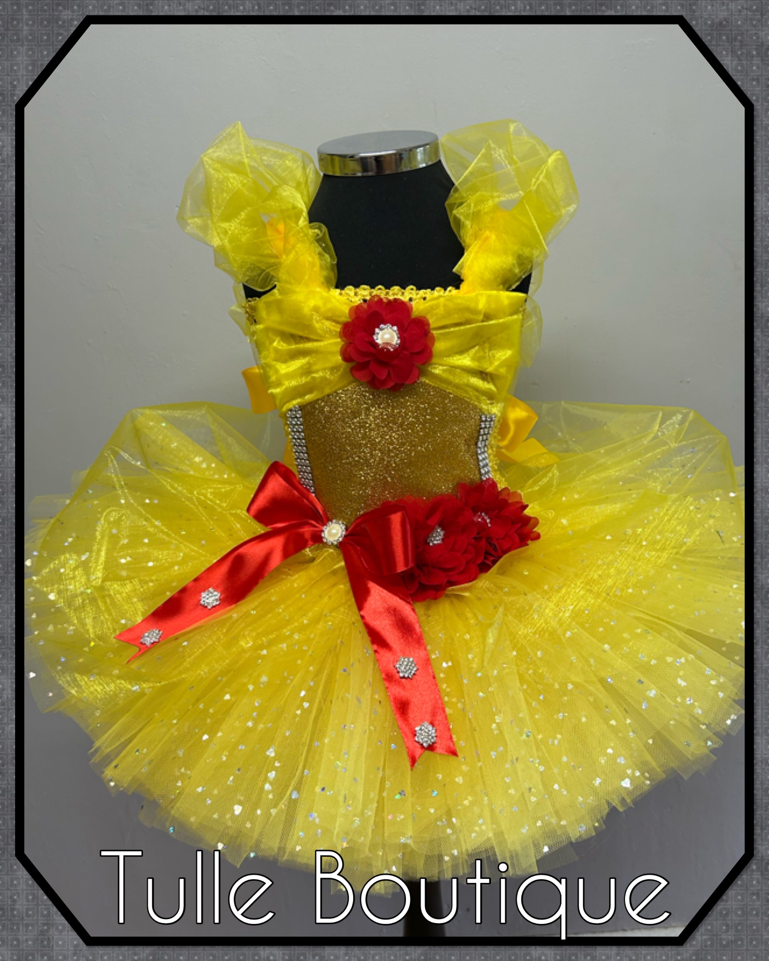 Girls toddlers Princess Belle tutu dress, beauty and the beast ballgown, fancy dress costume