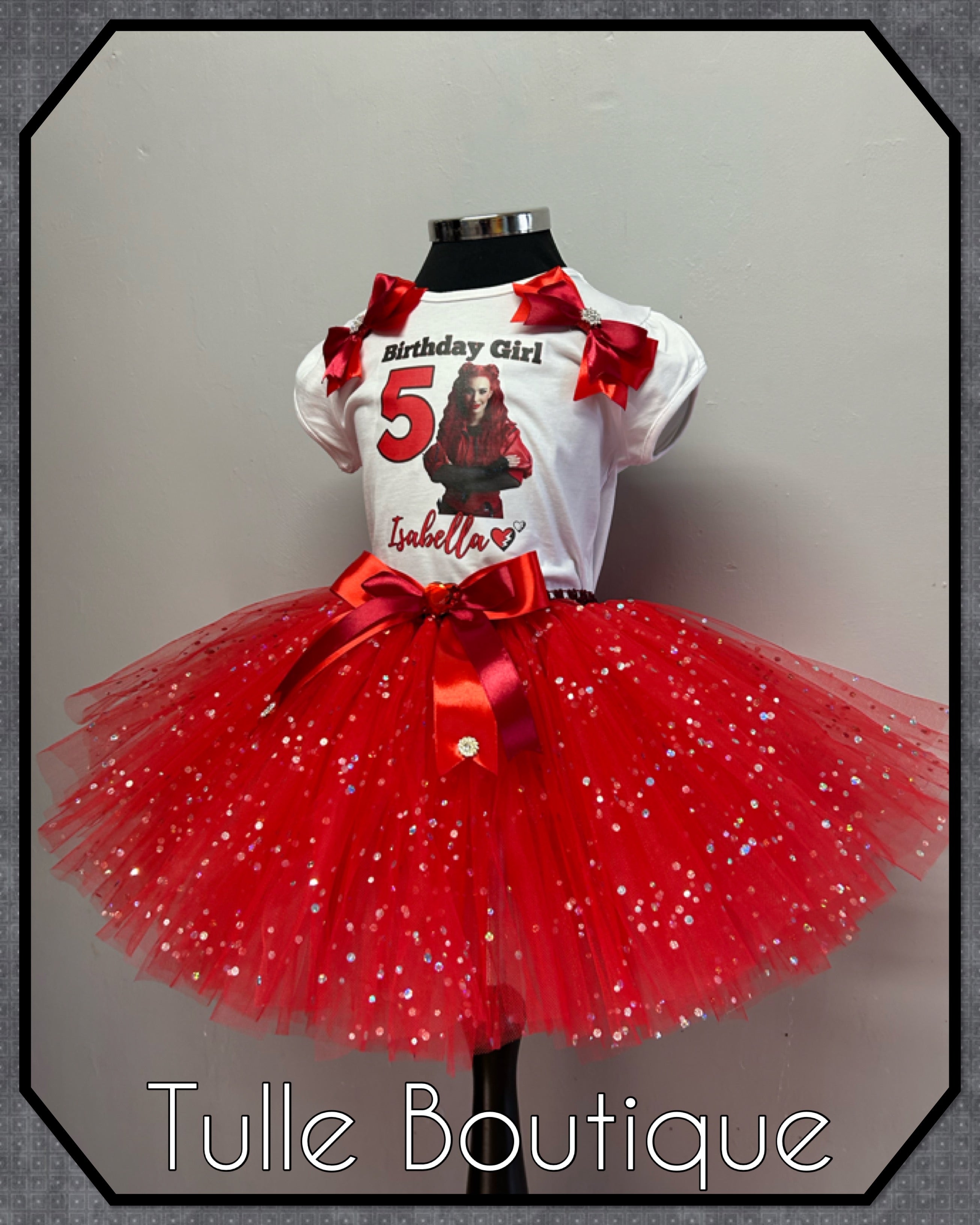 Girls toddlers Descendants Red birthday tutu outfit fancy dress costume