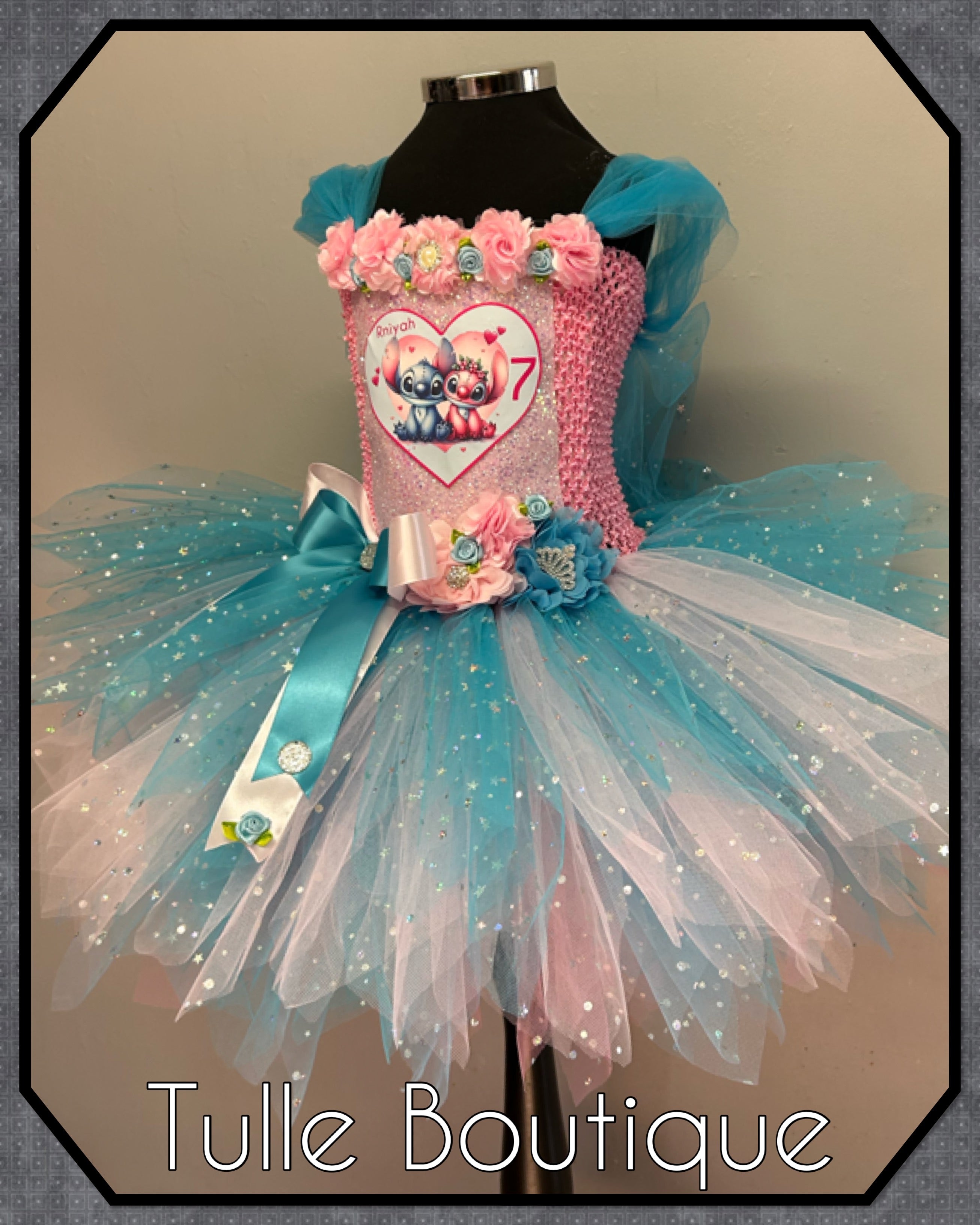 Girls toddlers Princess Stitch and Angel tutu dress, ballgown,fancy dress costume