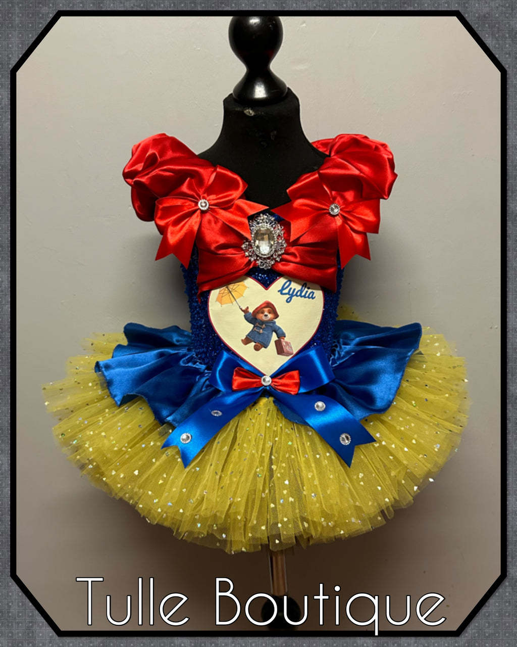 Girls toddlers Paddington bear tutu dress, princess ballgown, fancy dress costume