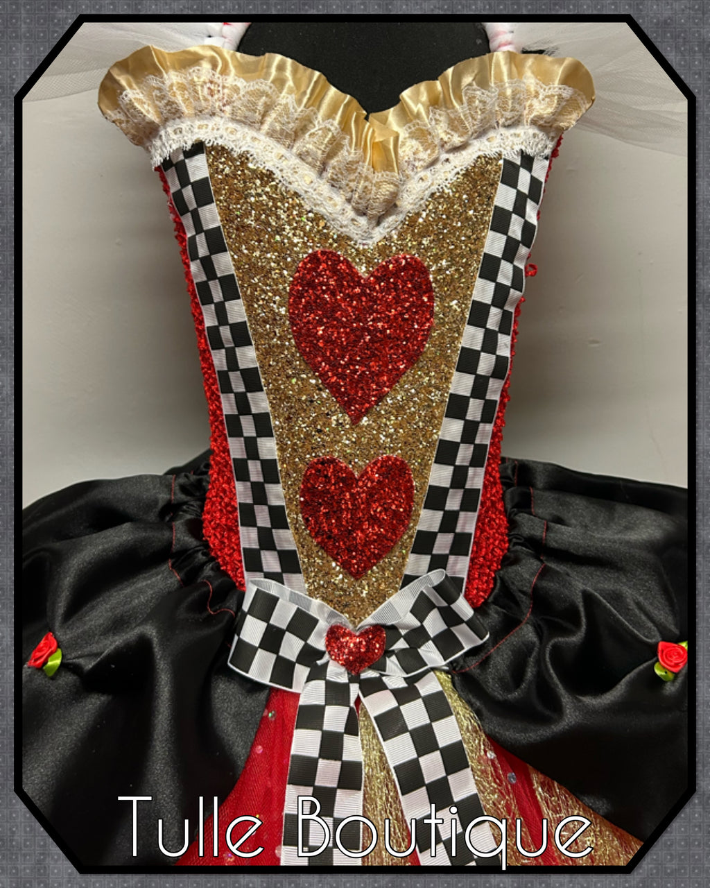 Girls toddlers Queen of hearts tutu dress, ballgown, Alice in wonderland fancy dress costume