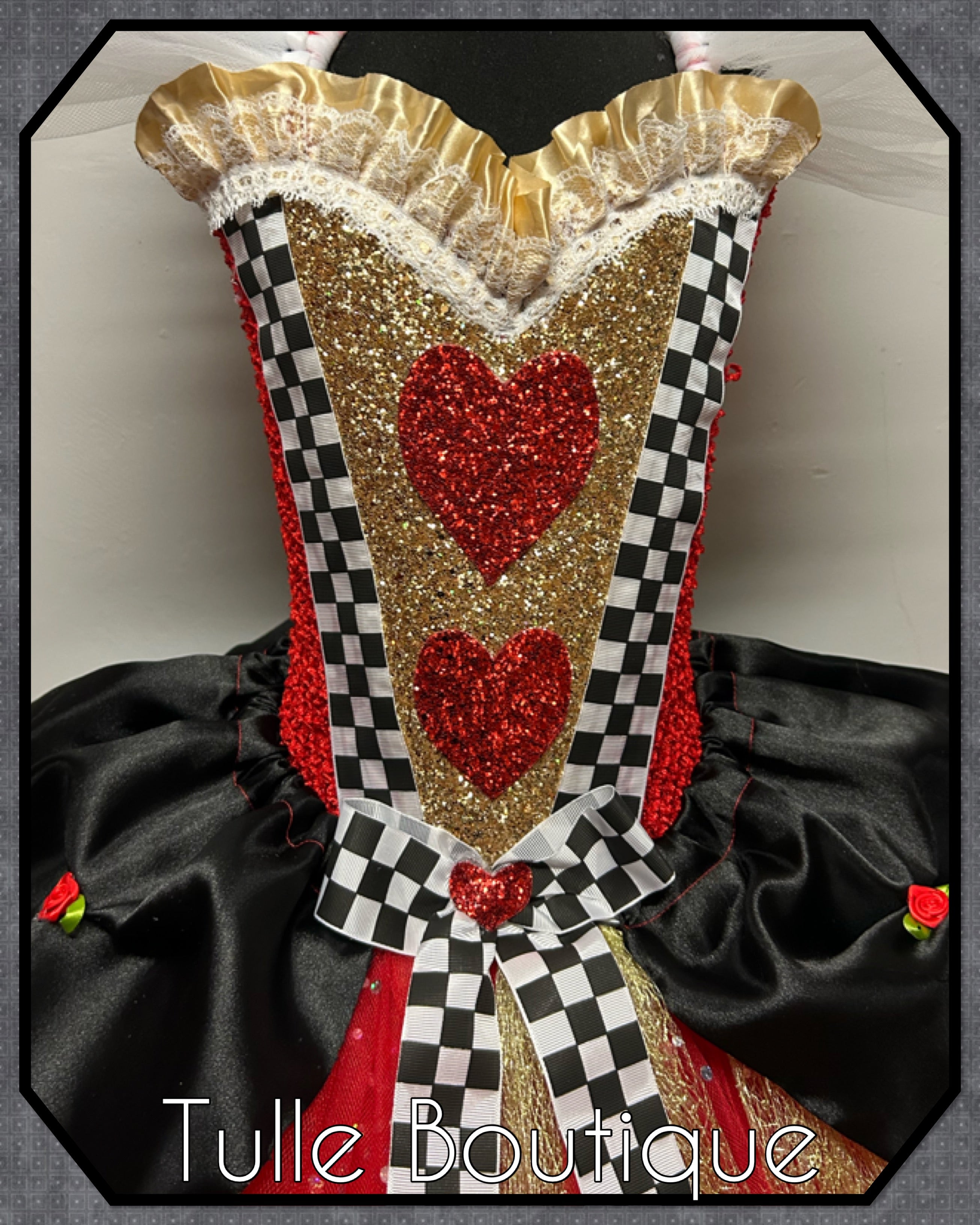 Girls toddlers Queen of hearts tutu dress, ballgown, Alice in wonderland fancy dress costume