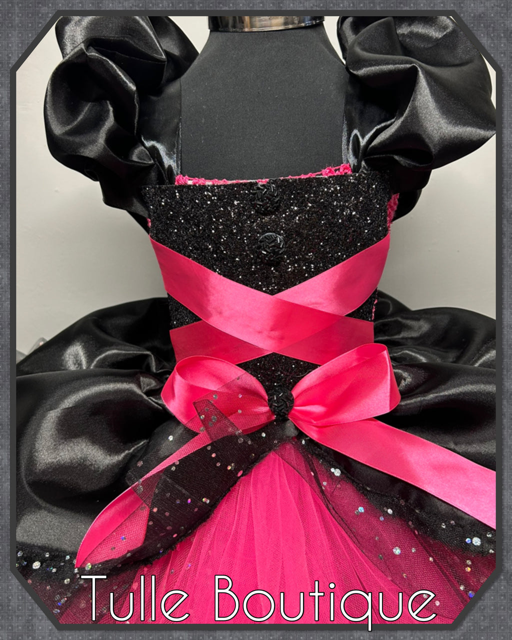 Girls toddlers hotpink and black witch tutu birthday party dress,ballgown, fancy dress costume
