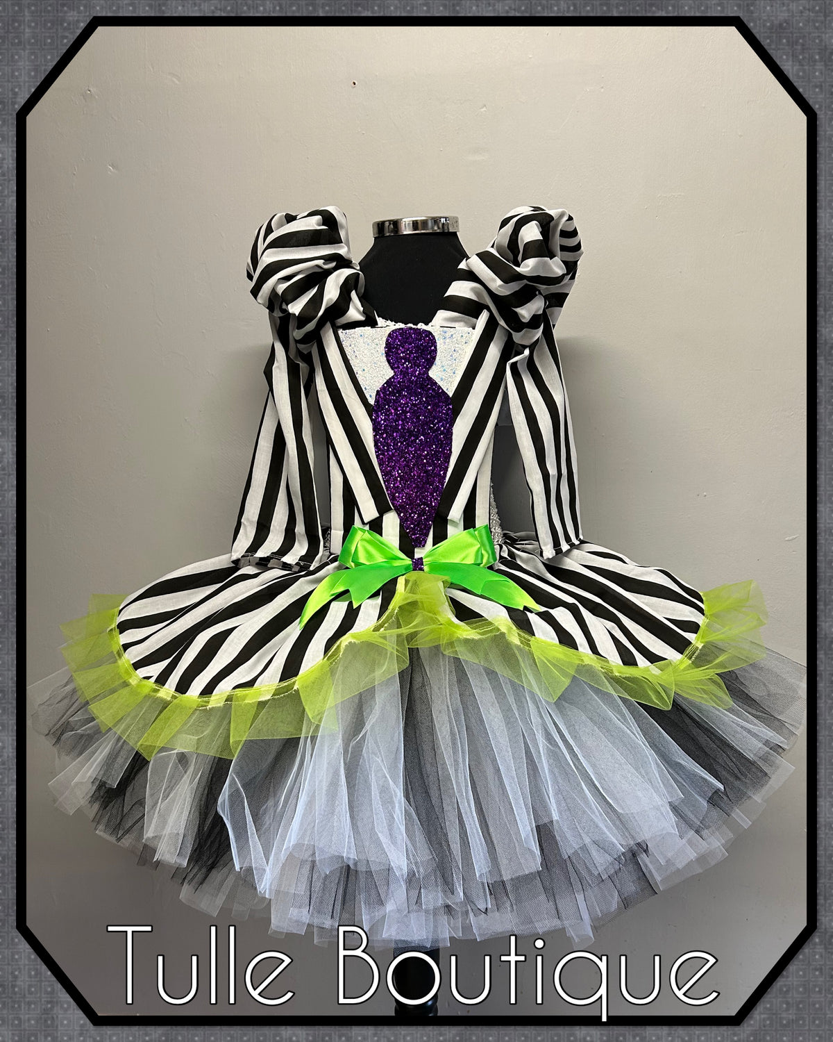 Girls toddlers Beetlejuice tutu dress, ballgown, fancy dress costume detachable sleeves