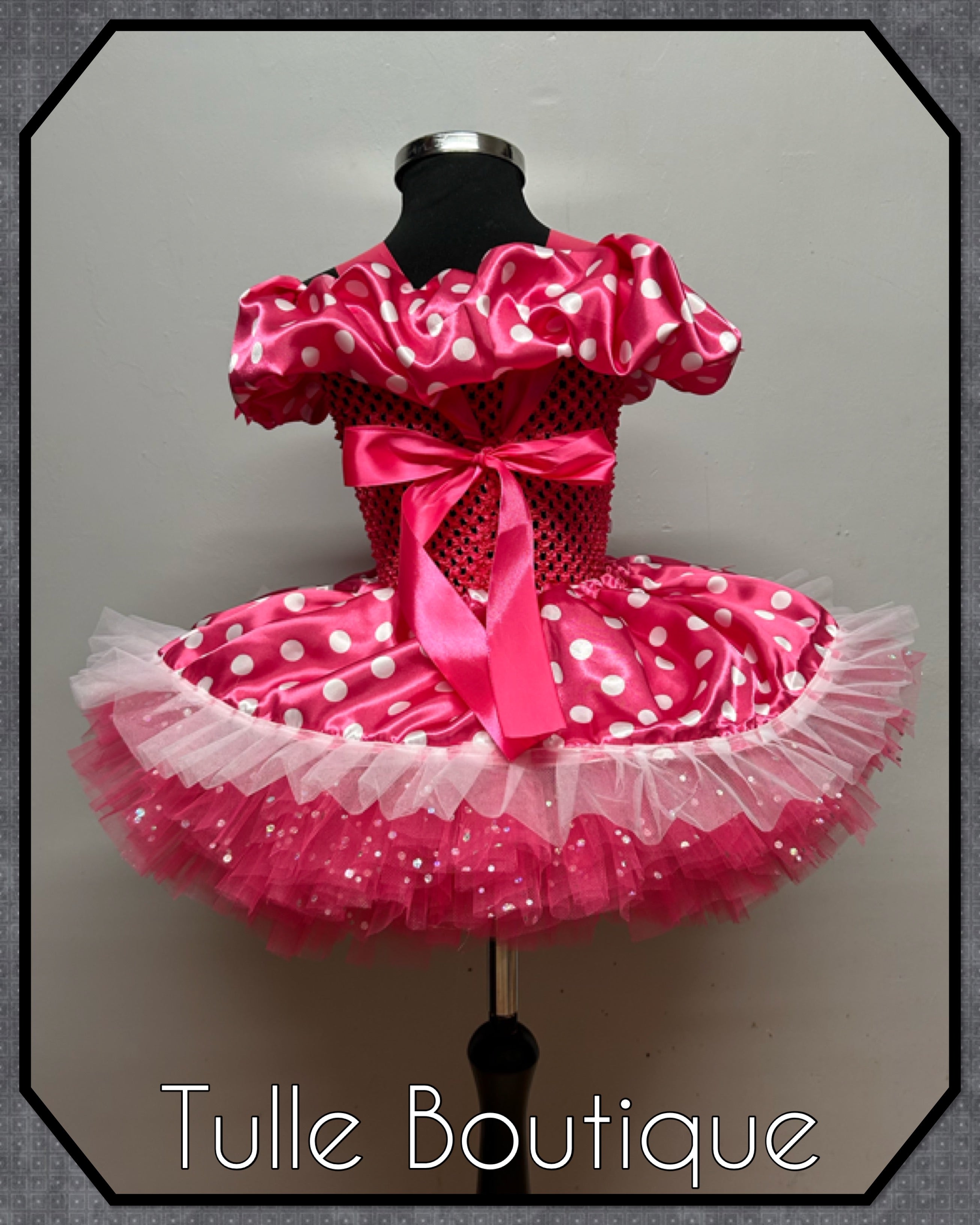 Girls toddlers Minnie Mouse hotpink tutu birthday party dress,ballgown, fancy dress costume