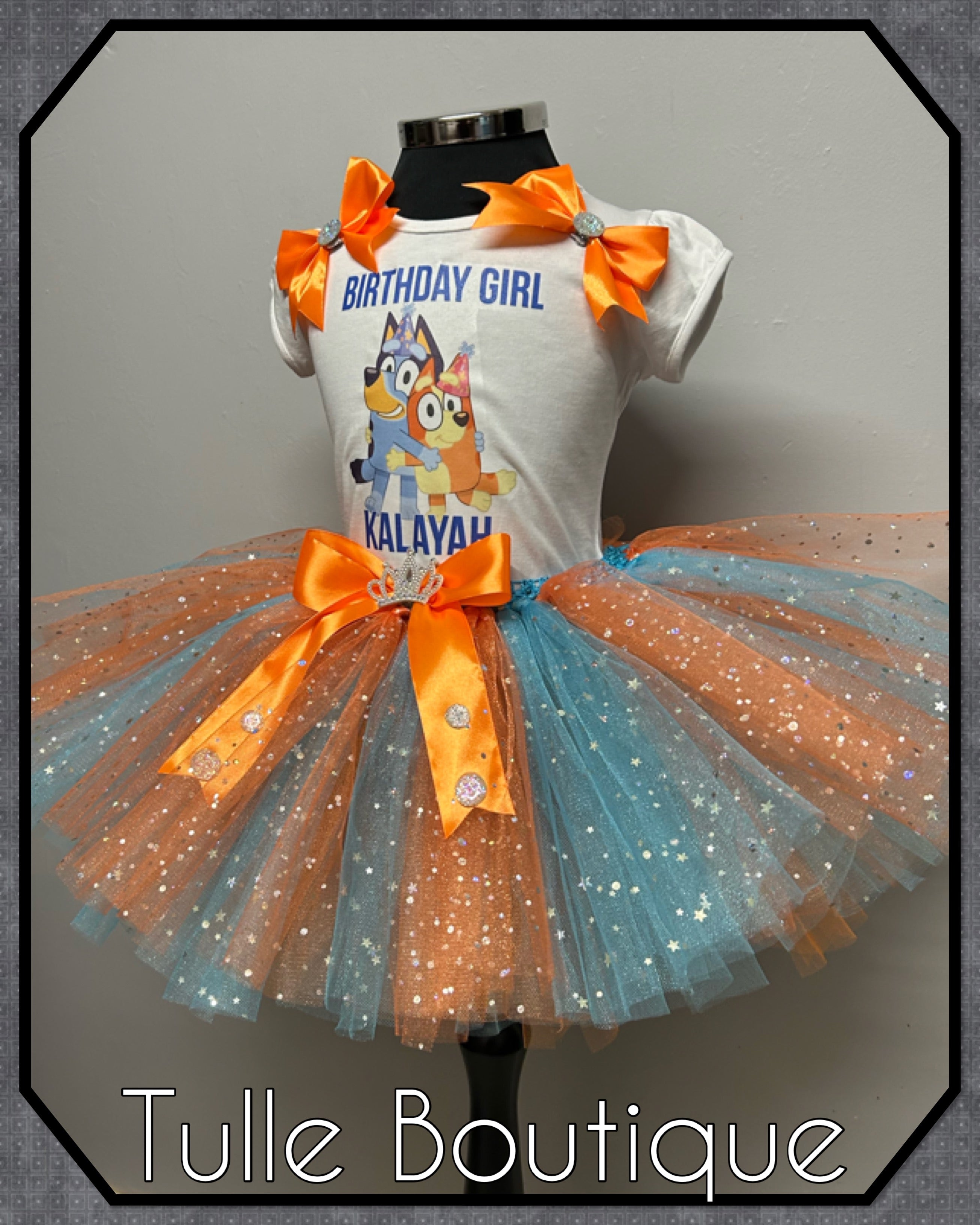 Girls toddlers Bluey birthday tutu outfit fancy dress costume