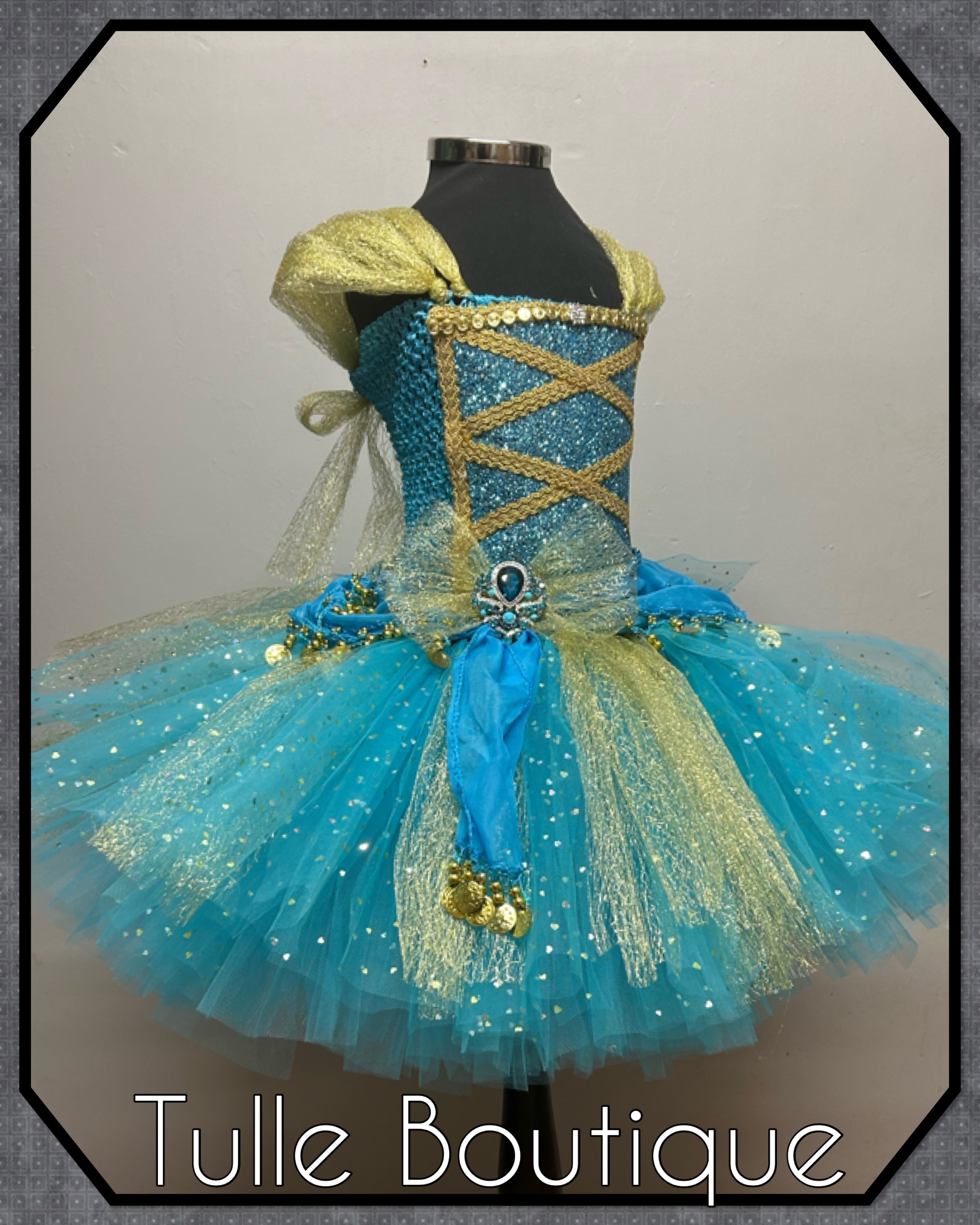 Girls toddlers Princess Jasmine tutu dress, Aladdin ballgown, fancy dress costume
