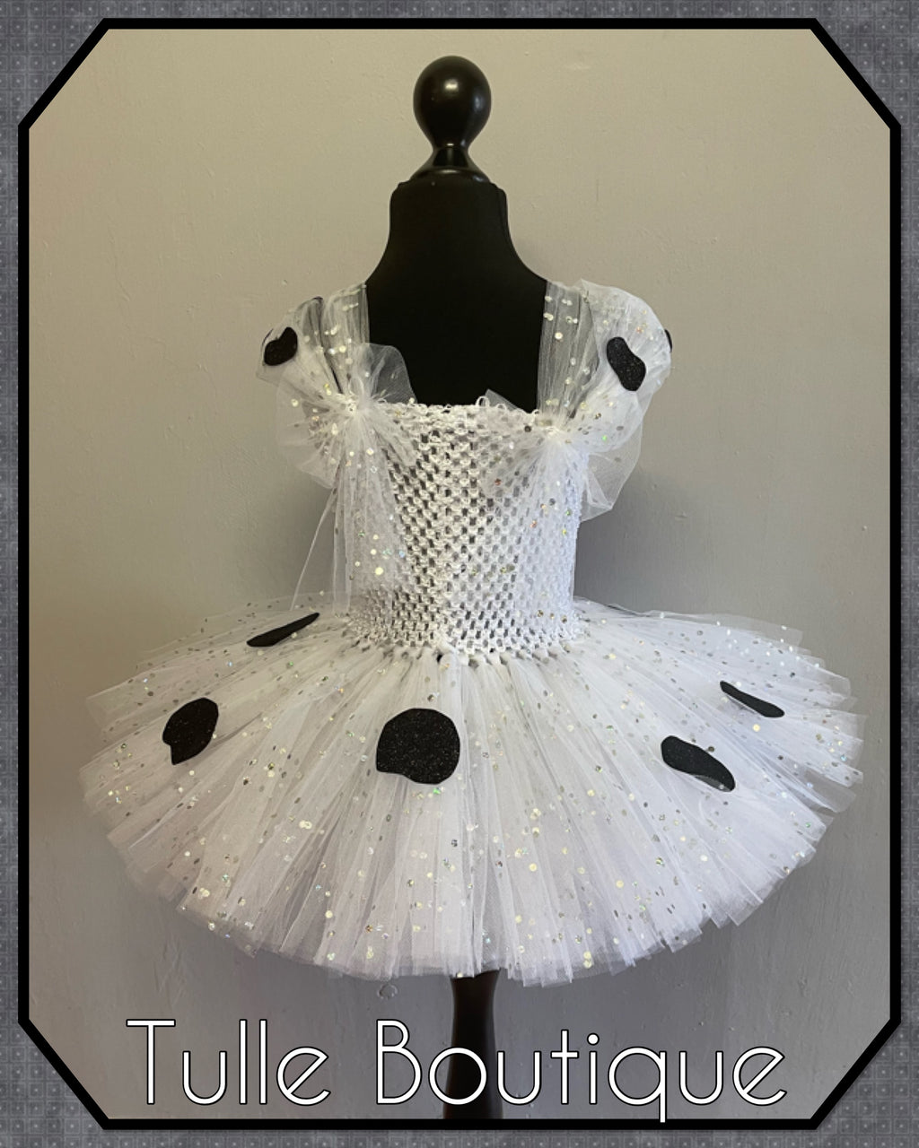 Girls toddlers Dalmatian pup tutu dress, ballgown, 101 Dalmatians fancy dress costume