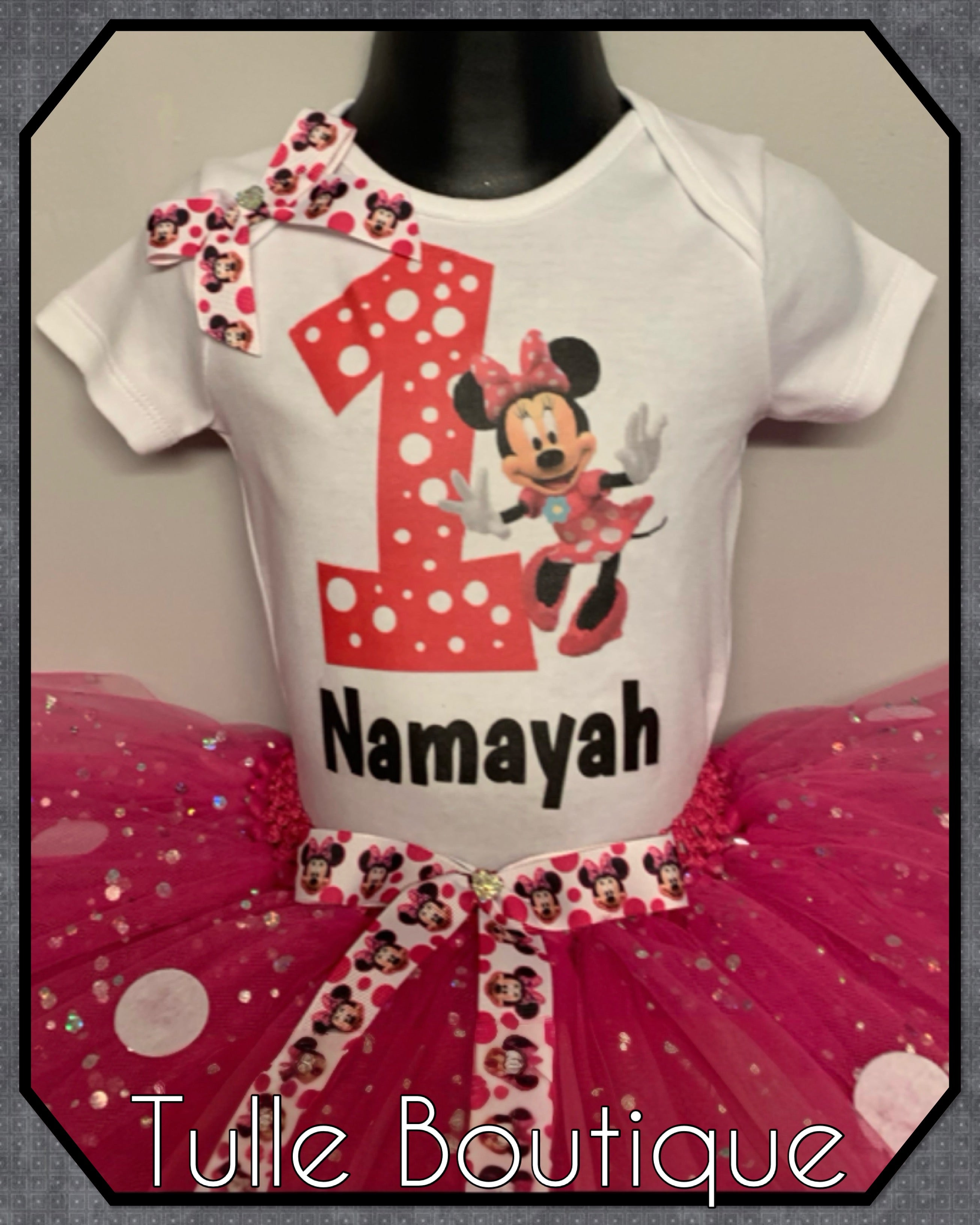 Girls toddlers Minnie Mouse birthday tutu outfit fancy dress costume