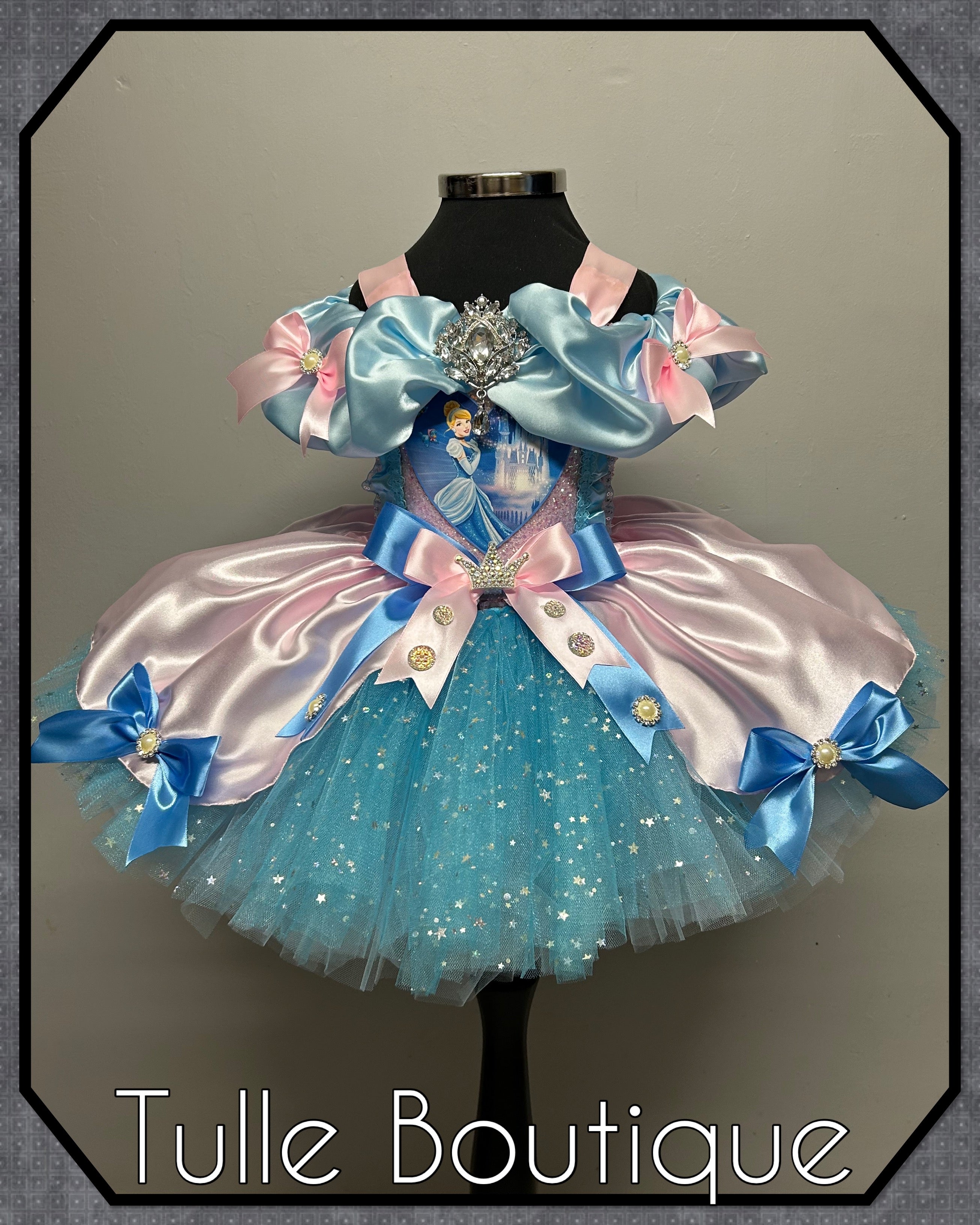 Girls toddlers Cinderella pink and blue Princess tutu dress, birthday ballgown, fancy dress costume