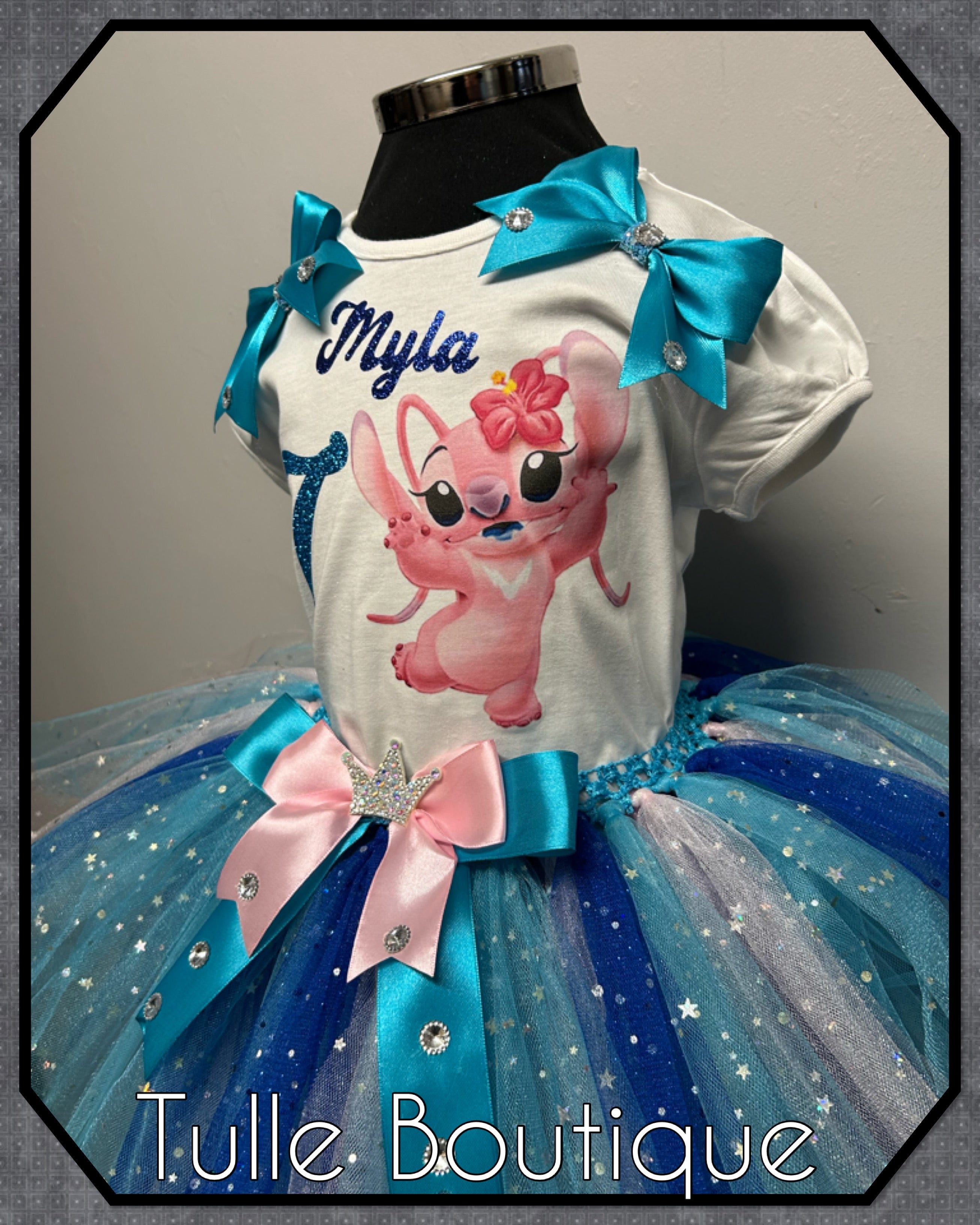 Girls toddlers Angel pink stitch birthday tutu outfit fancy dress costume