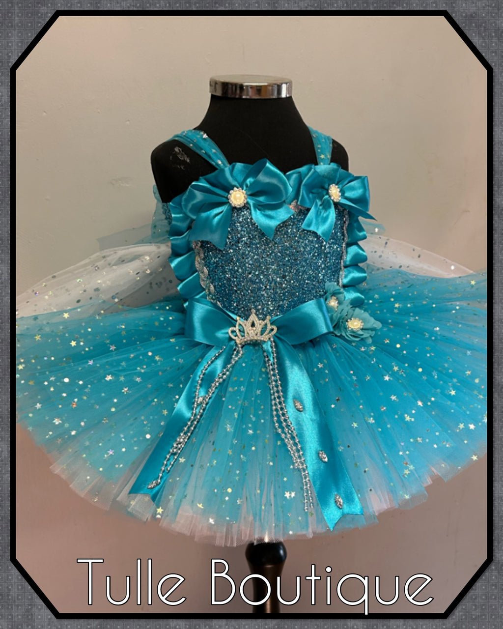 Girls toddlers Turquoise glitter  Princess tutu dress, ballgown,Frozen fancy dress costume