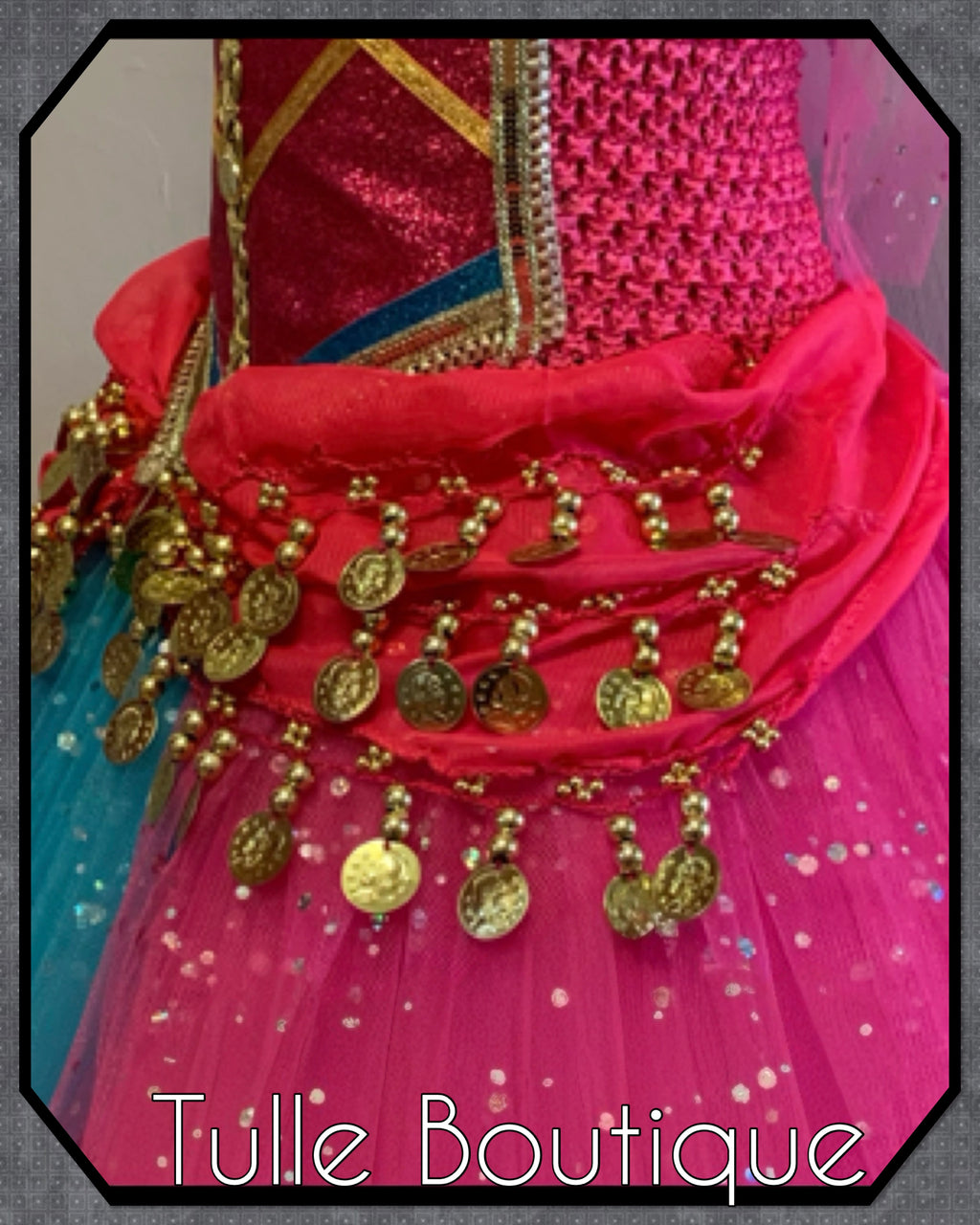 Girls toddlers Princess Jasmine hotpink tutu dress, Aladdin ballgown, fancy dress costume